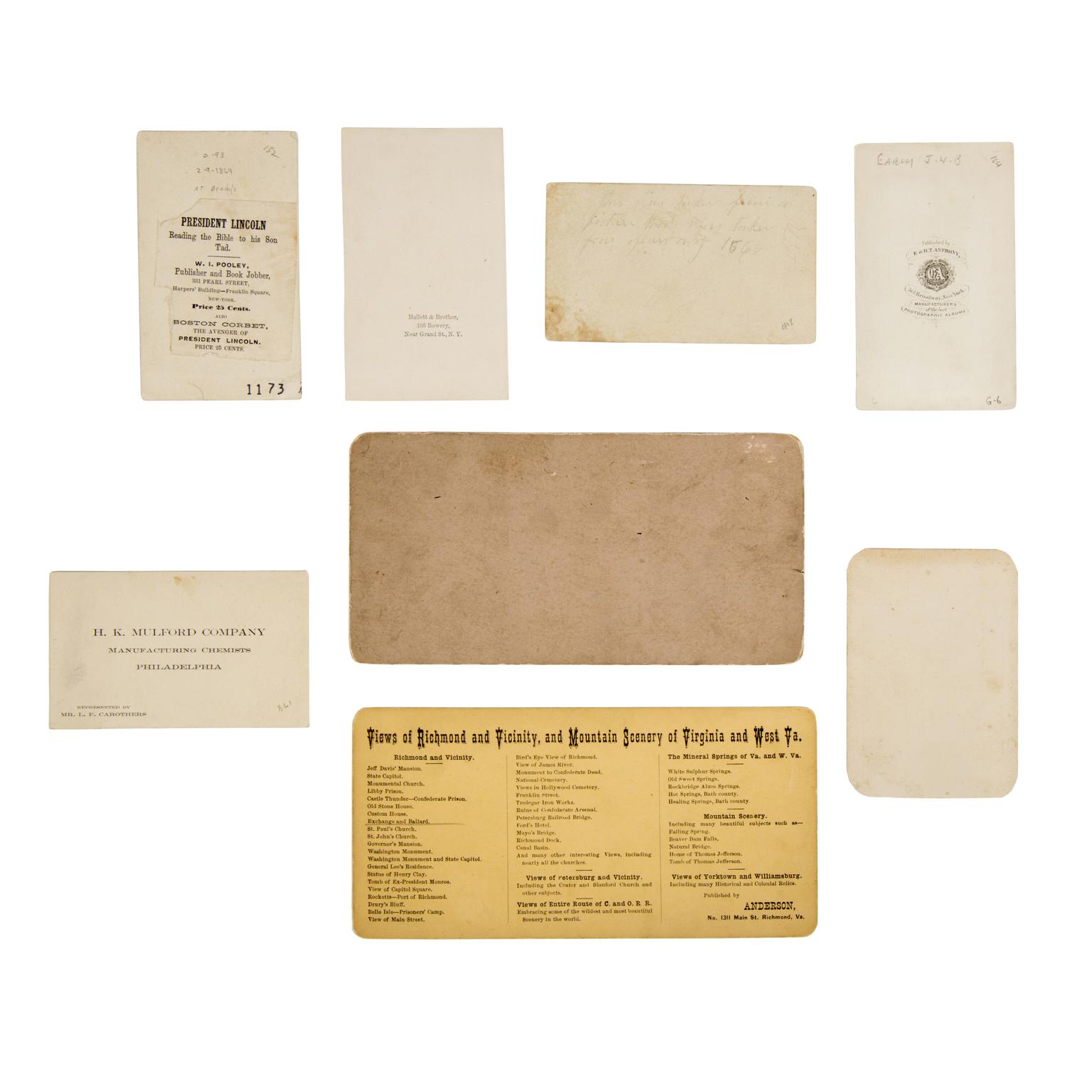 [Lincoln, Abraham]. A group of 19 photographs and imprints related to Lincoln, his assassination, and funeral.