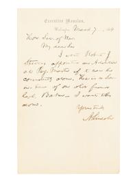 LINCOLN, Abraham (1809-1865). Autograph letter signed ("A. Lincoln") to Secretary of War Edwin Stanton. Washington, D.C., 7 March 1864.