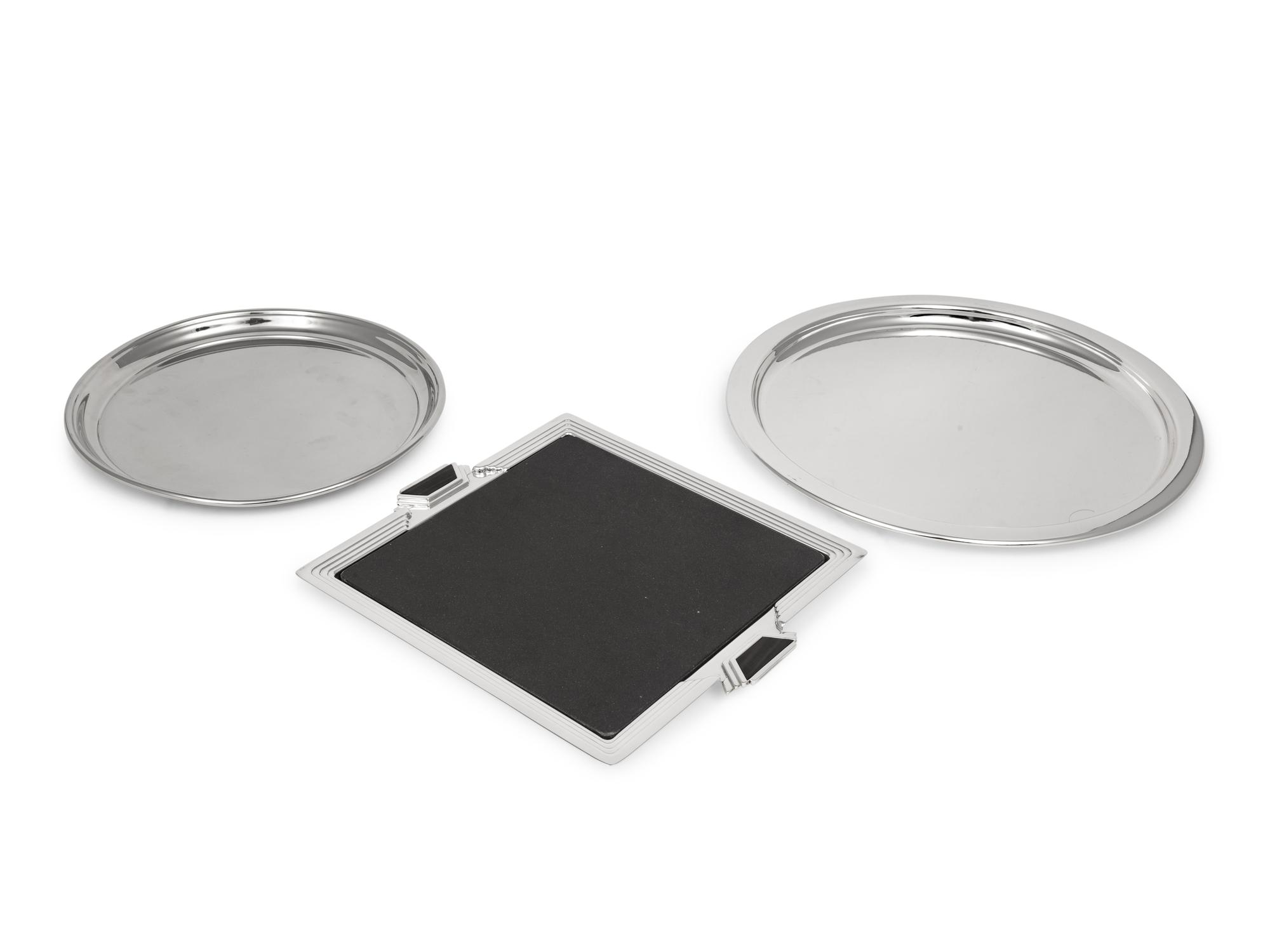 A Group of Six Silver-Plate Serving Trays