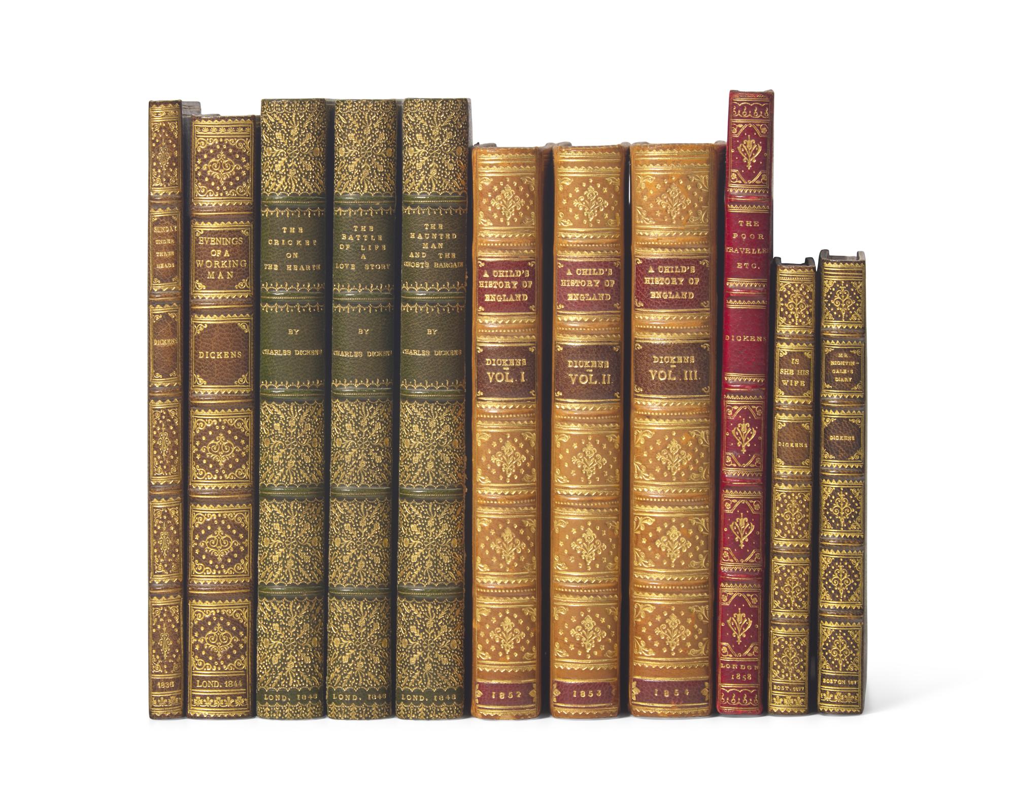[Literature] Dickens, Charles. Group of Nine Finely Bound First Editions
