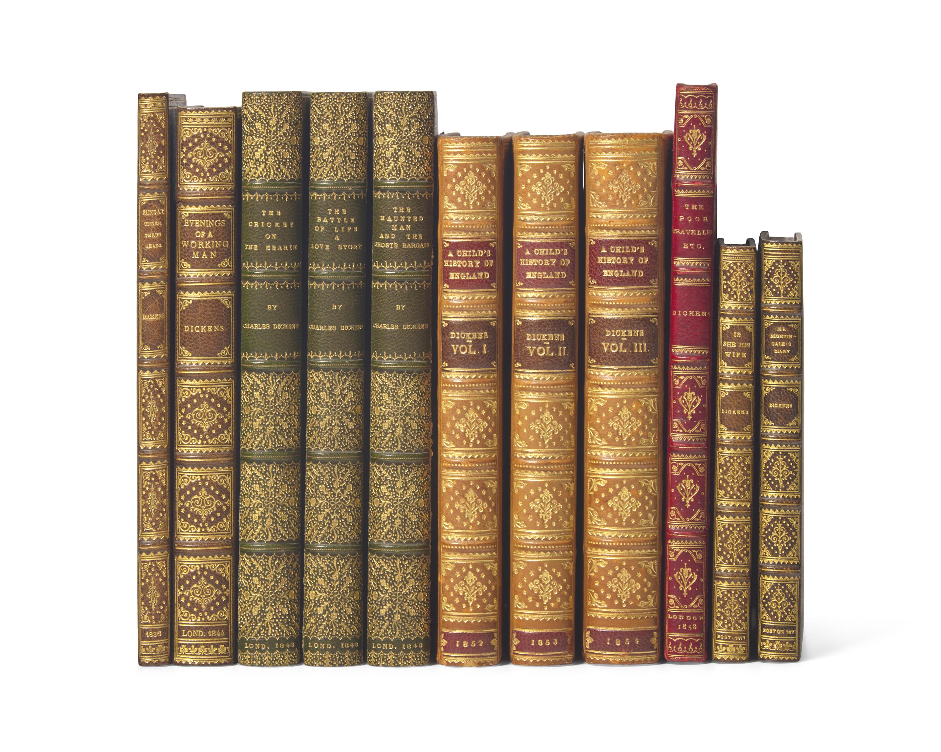 [Literature] Dickens, Charles. Group of Nine Finely Bound First Editions