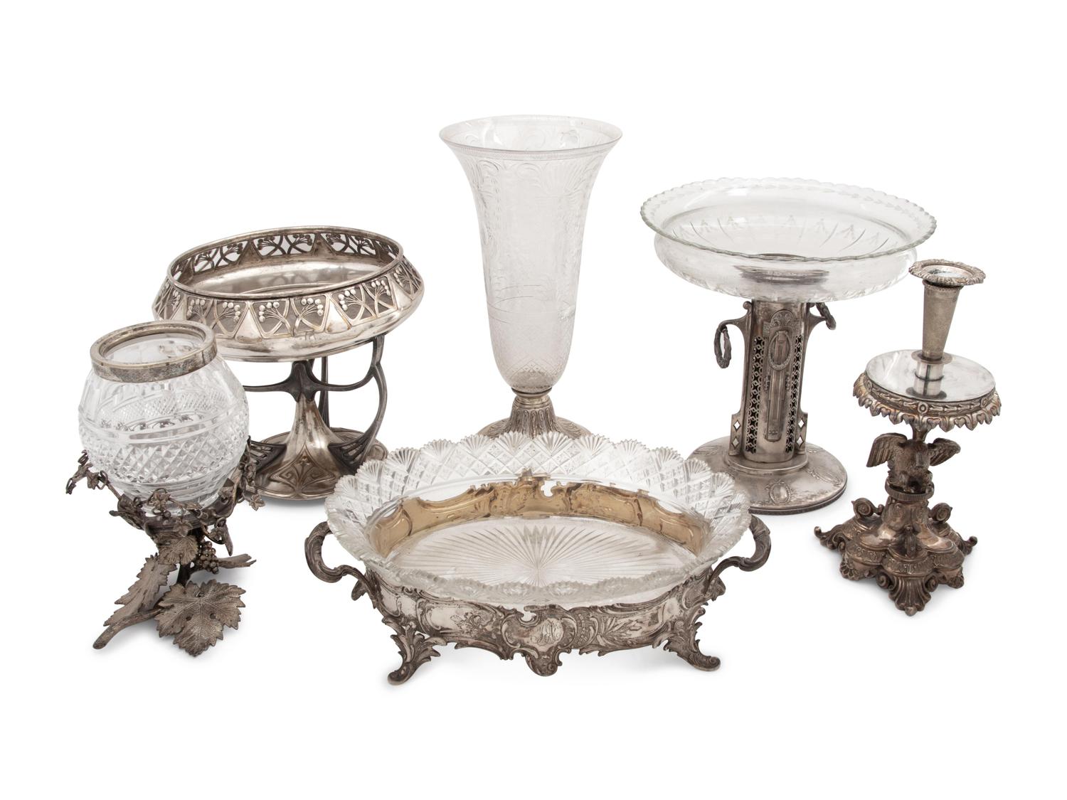 Six Silver and Silver-Plate Centerpieces