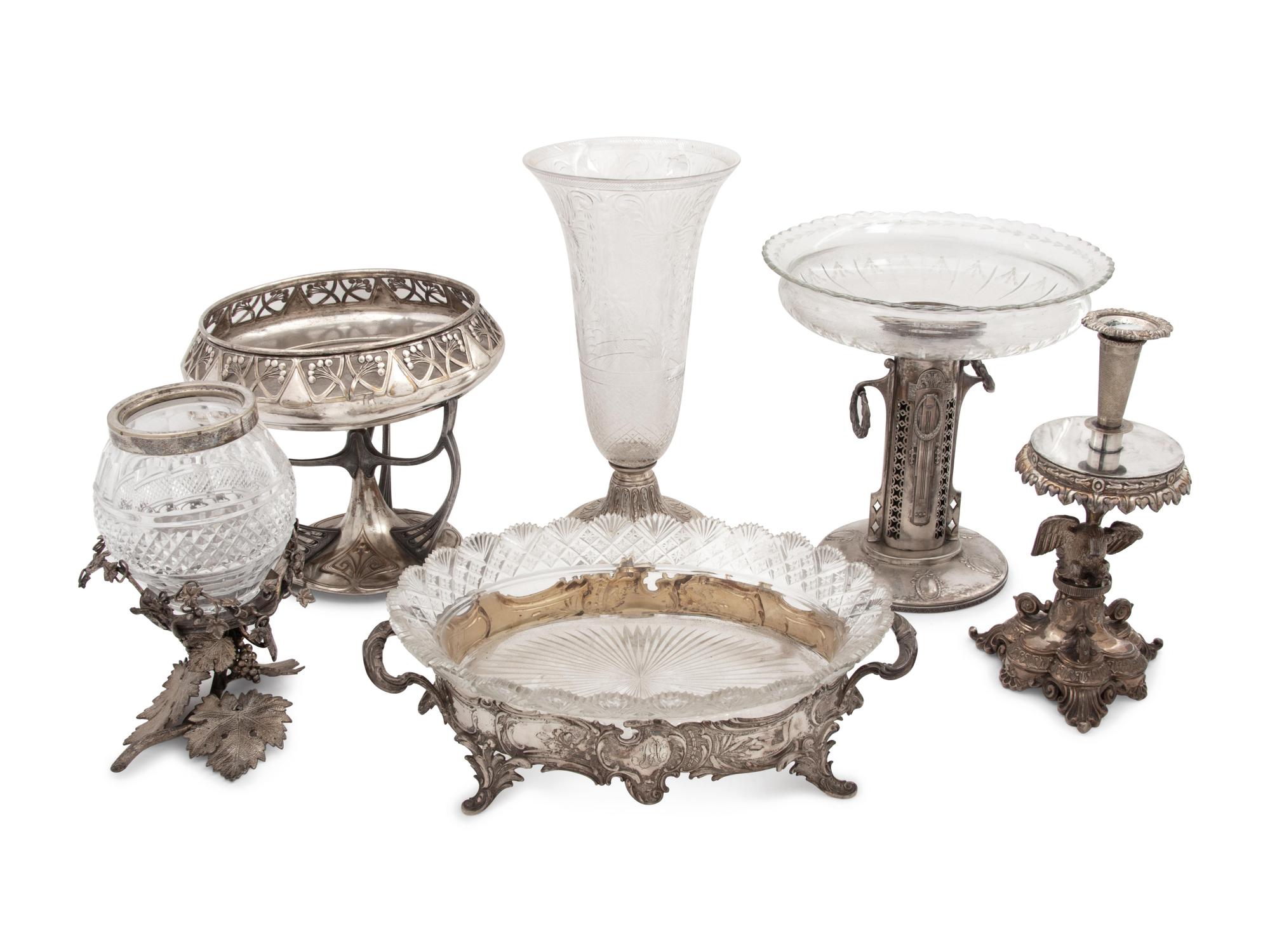 Six Silver and Silver-Plate Centerpieces