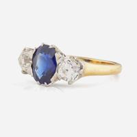 An 18K Yellow Gold, Diamond, and Sapphire Tiffany & Co. Ring Early Tiffany & Co., c.1900