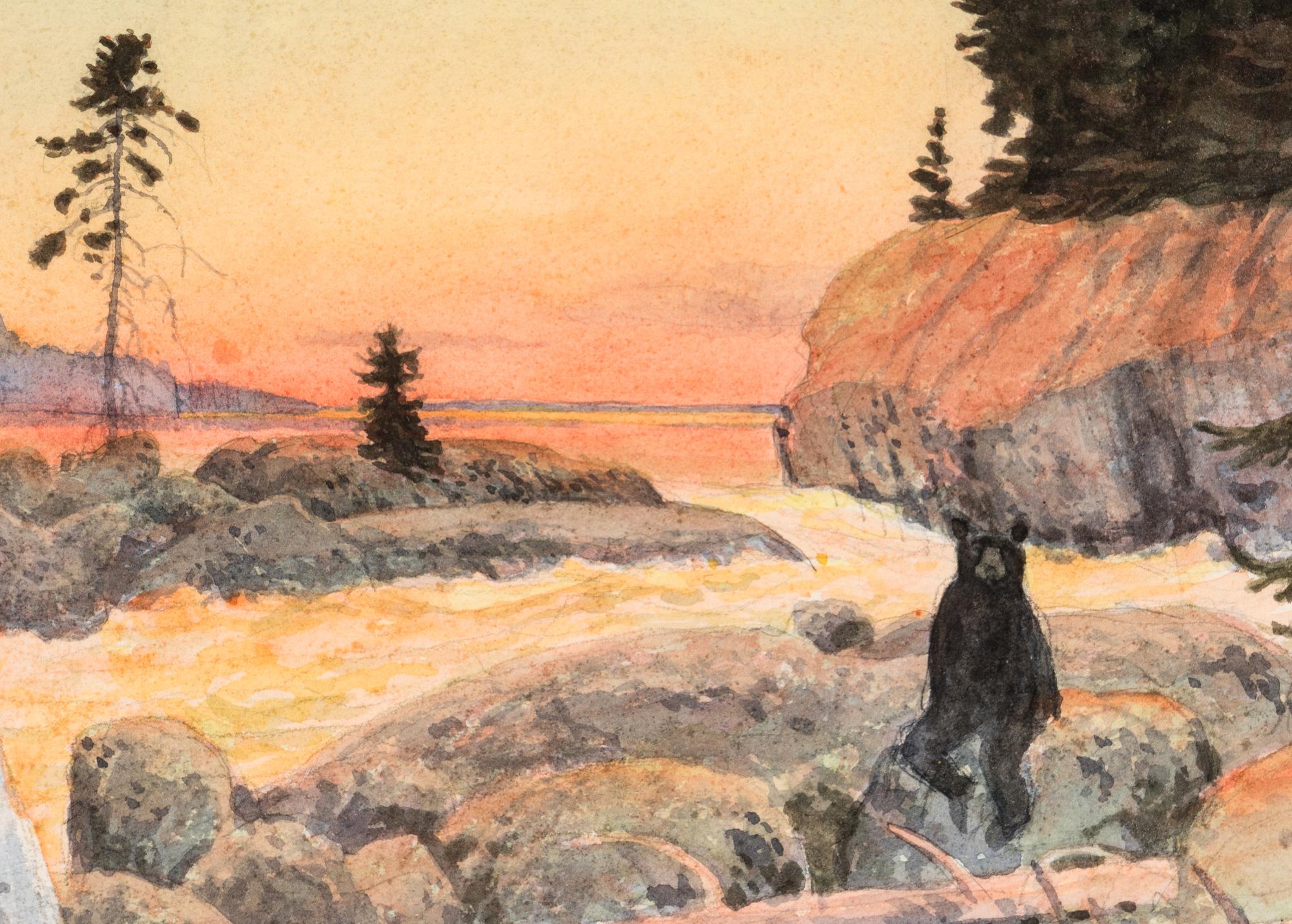Landscape with Waterfall and Bear