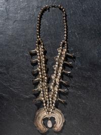 Silver, Turquoise, and Coral Squash Blossom Necklace