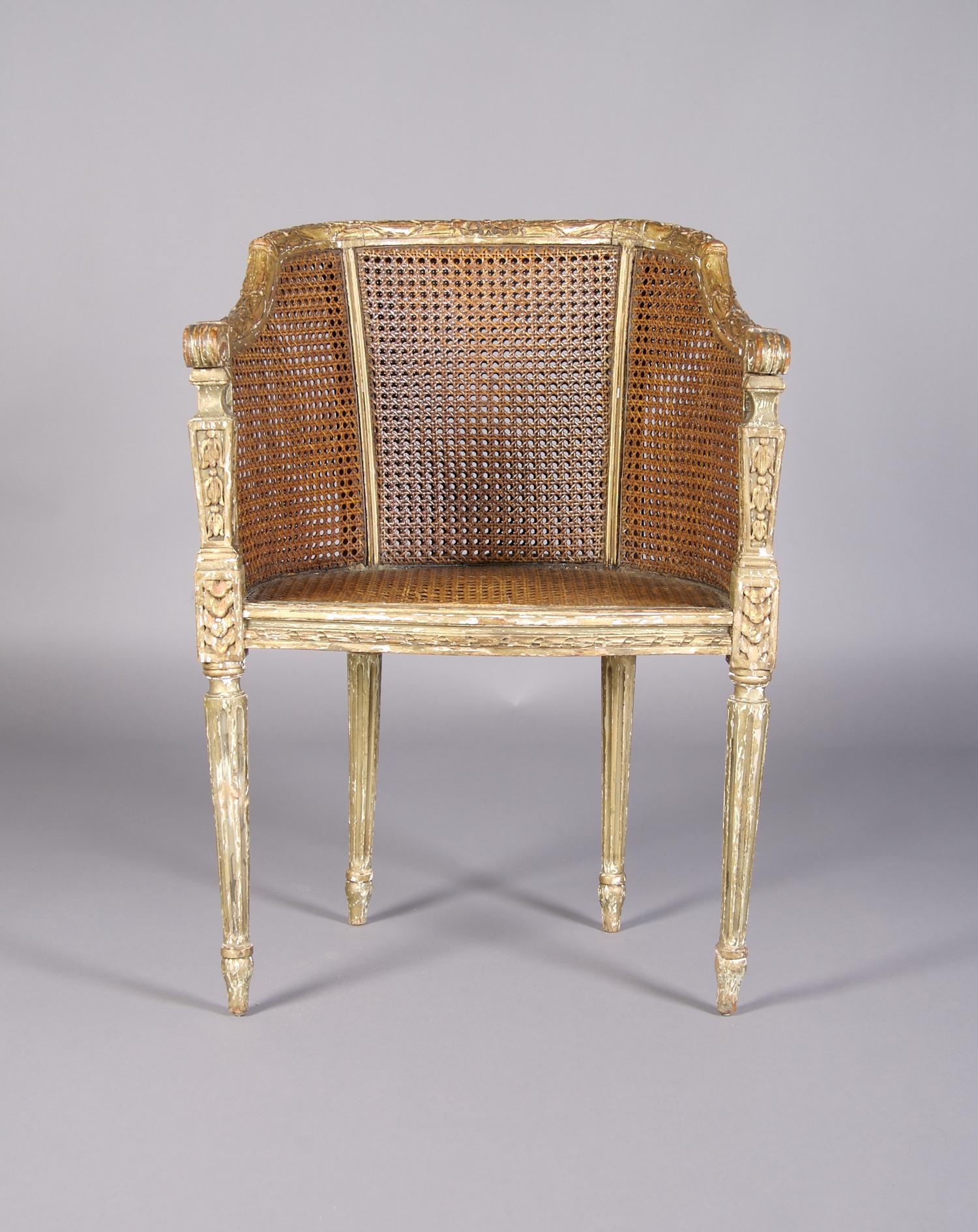 A Louis XVI Style Bergere, Height 43 1/2 inches.