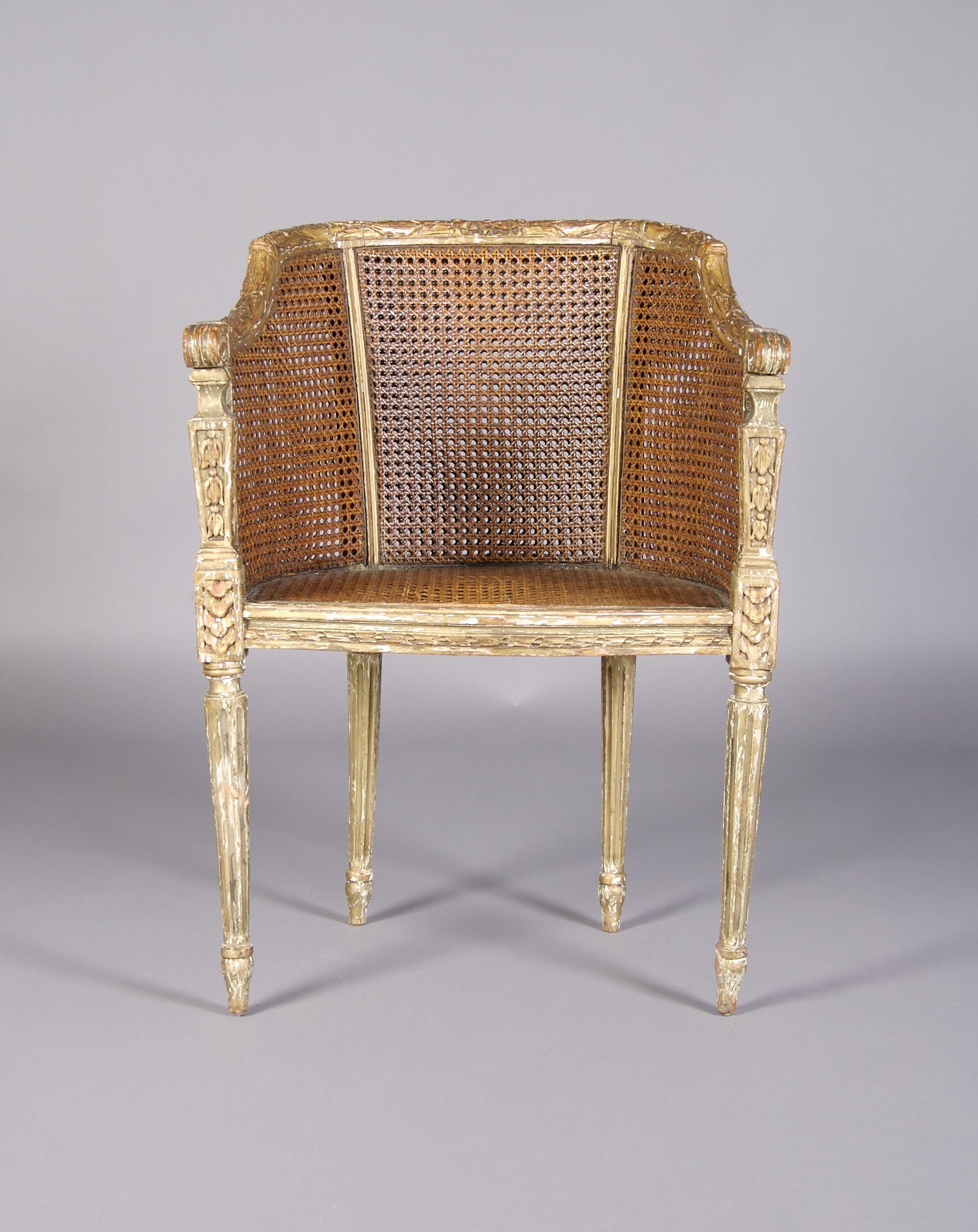 A Louis XVI Style Bergere, Height 43 1/2 inches.