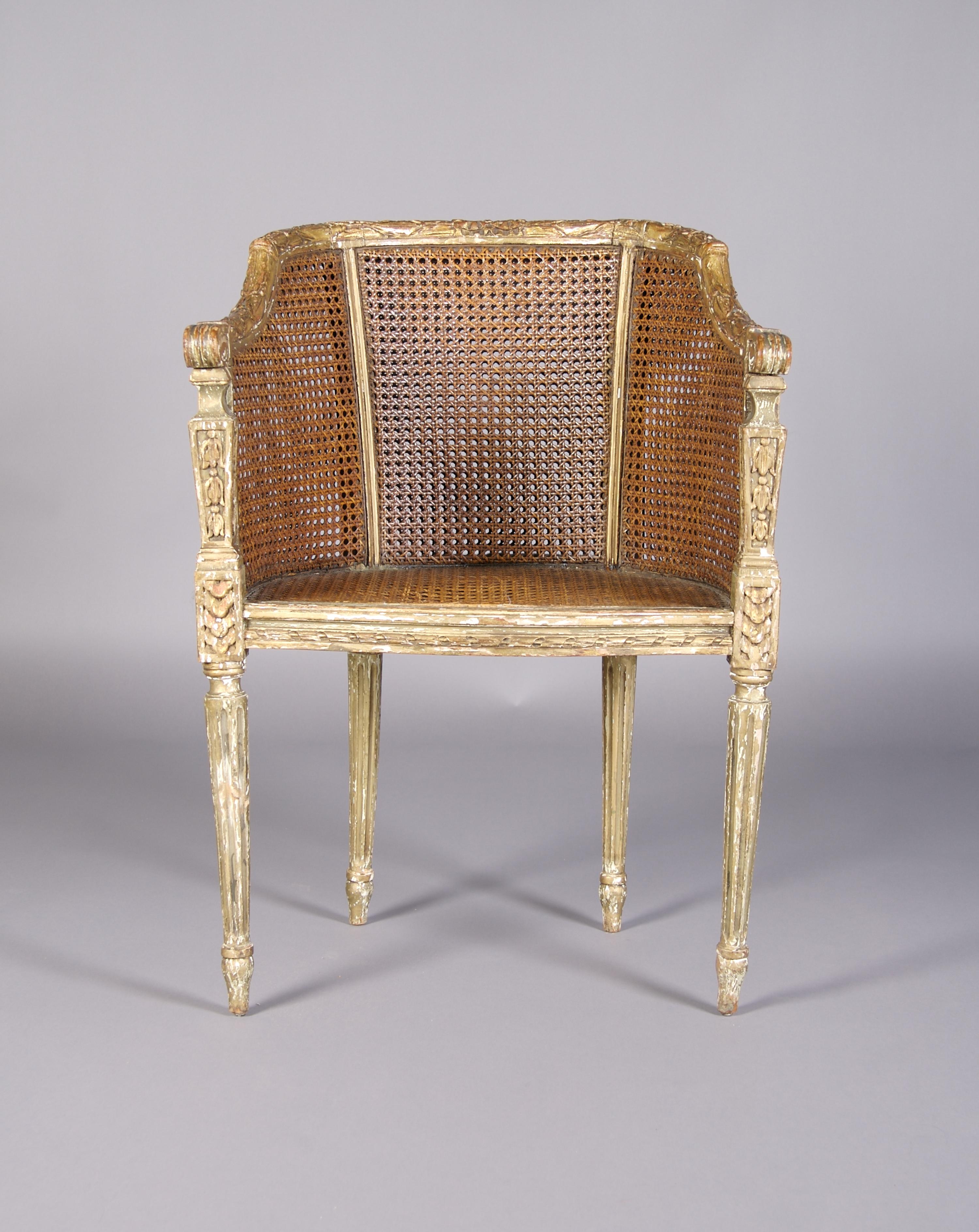 A Louis XVI Style Bergere, Height 43 1/2 inches.