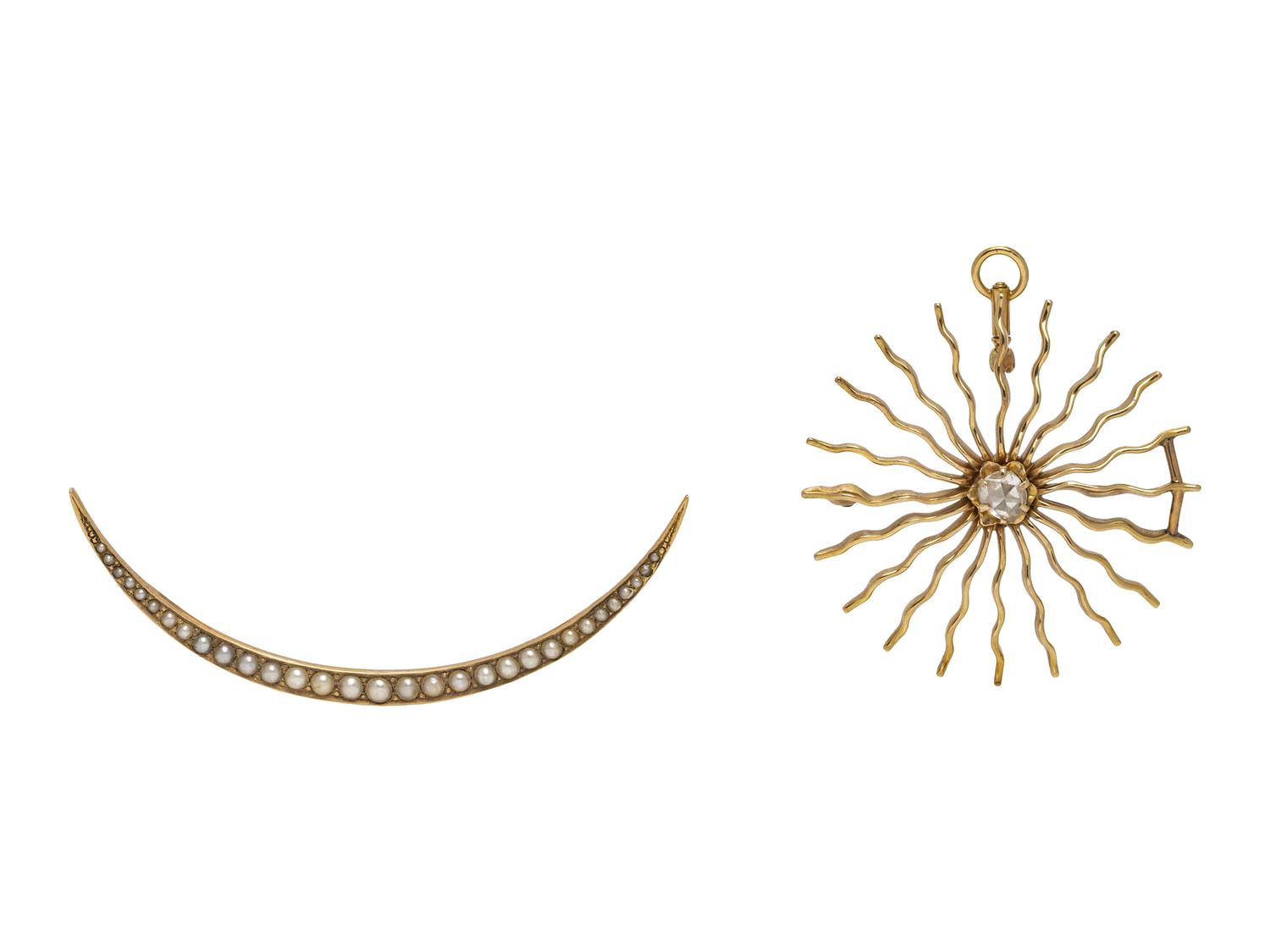 YELLOW GOLD CELESTIAL BROOCHES