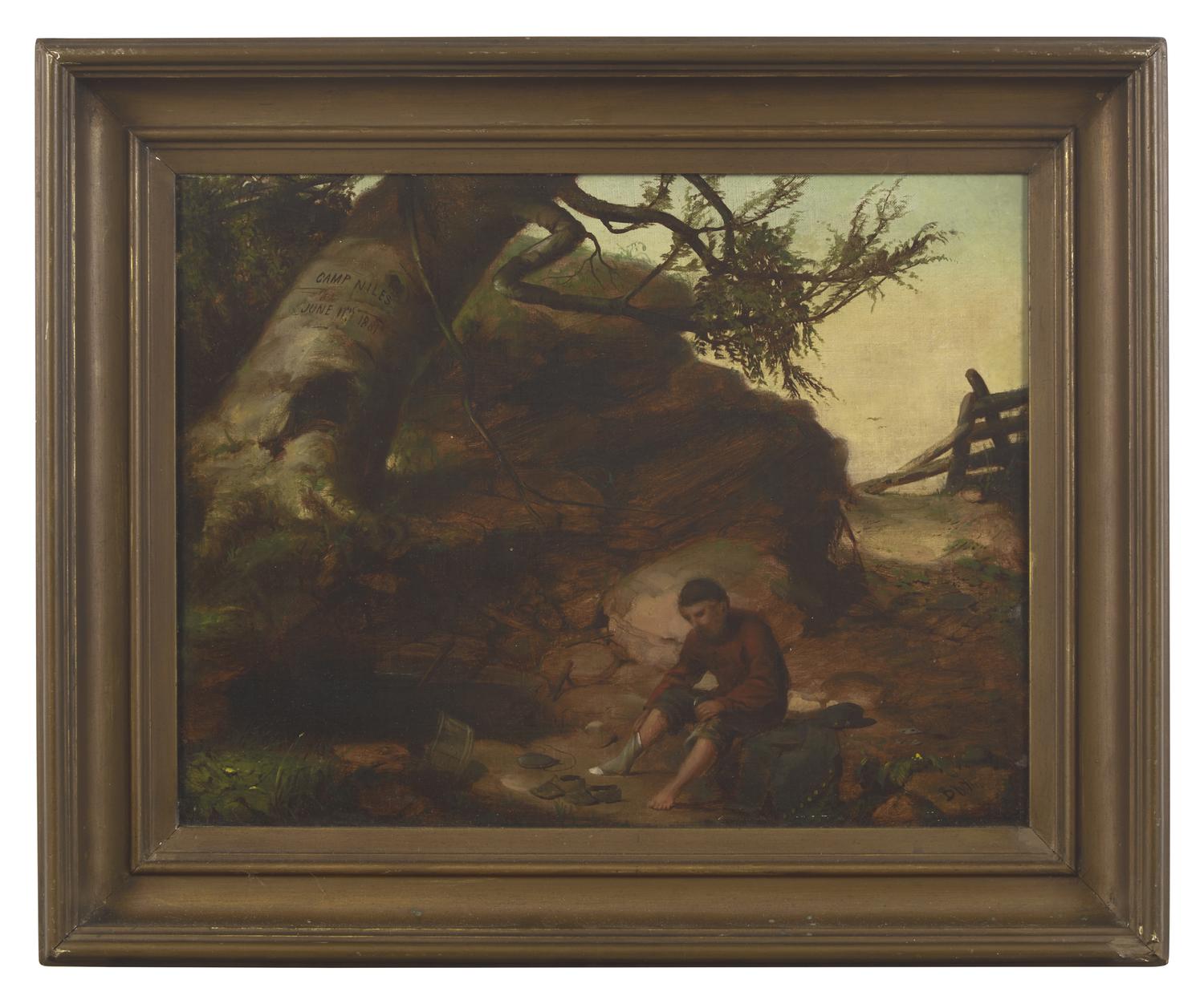 Man Putting On Socks ( Union Soldier Washing His Feet ) , 1861