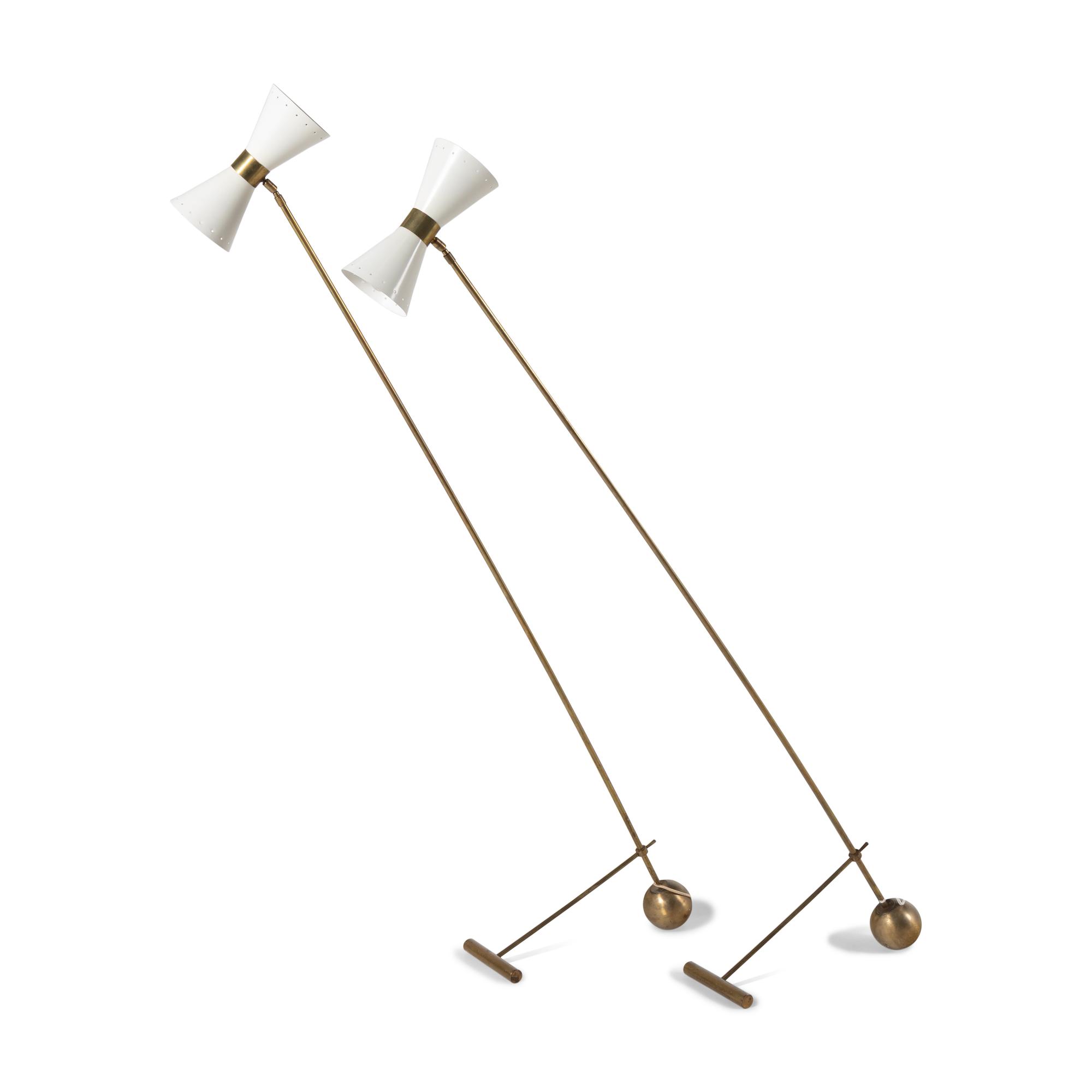 Pair of Double-Light Floor Lamps, Circa 1950