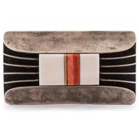 Silver, Coral, and Shell Belt Buckle, Accented with Gold