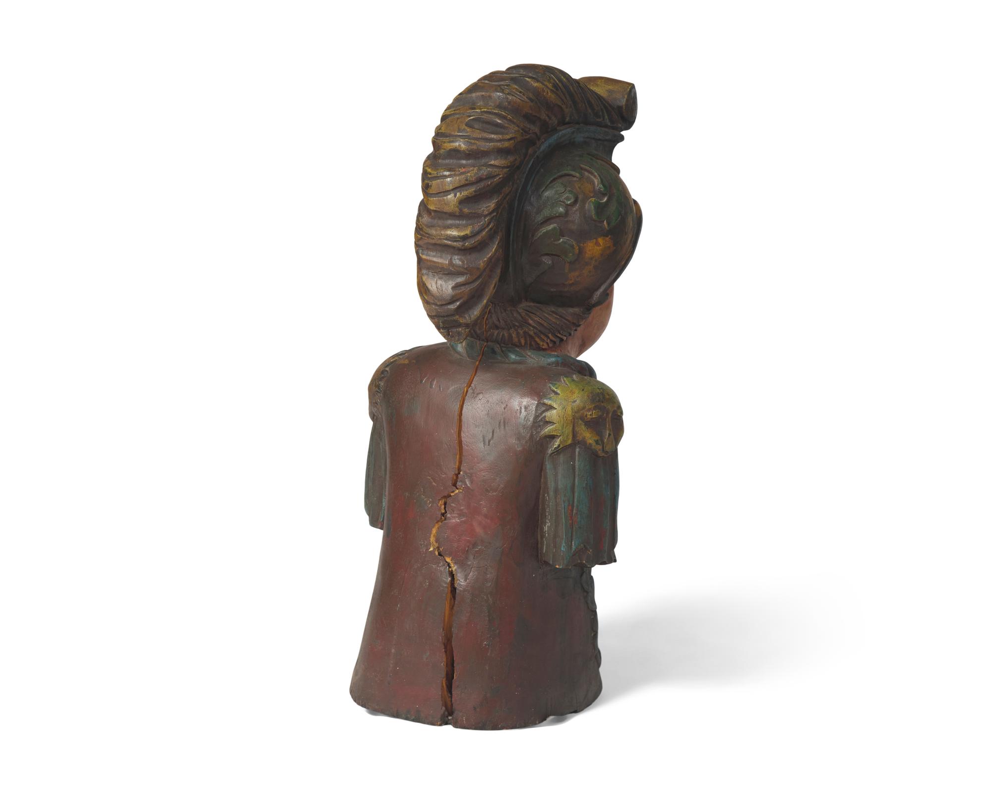 A Carved and Painted Ship Figurehead of a Roman Centurion