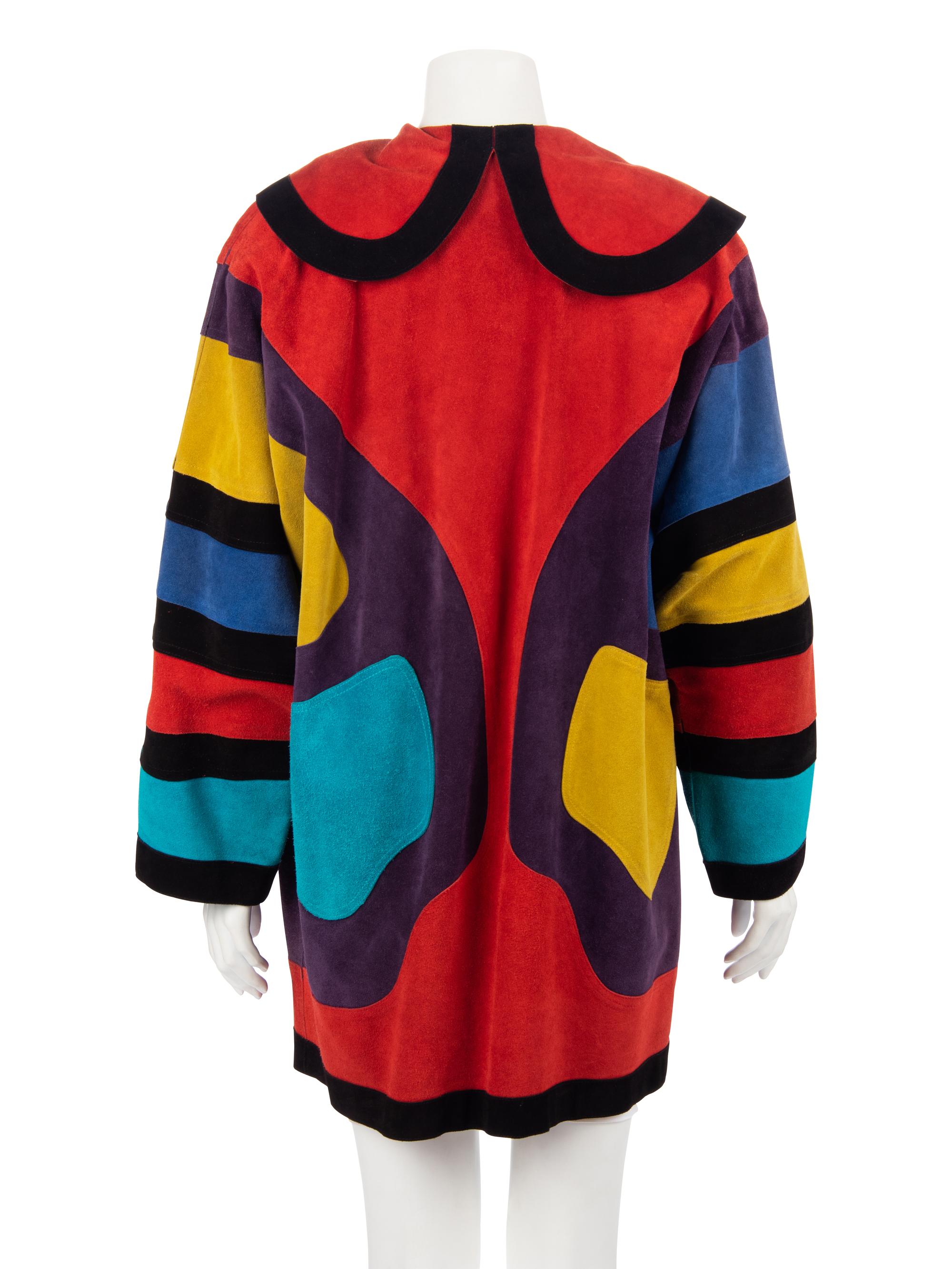 Three Jean Muir Color Blocked Suede Jackets, 1970-80s