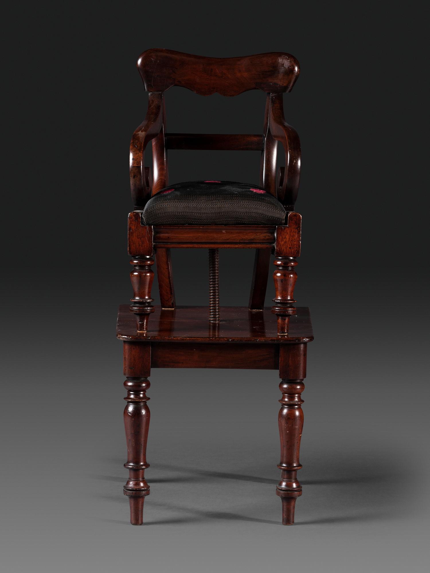 A Classical Carved Mahogany Child's Chair on Stand
