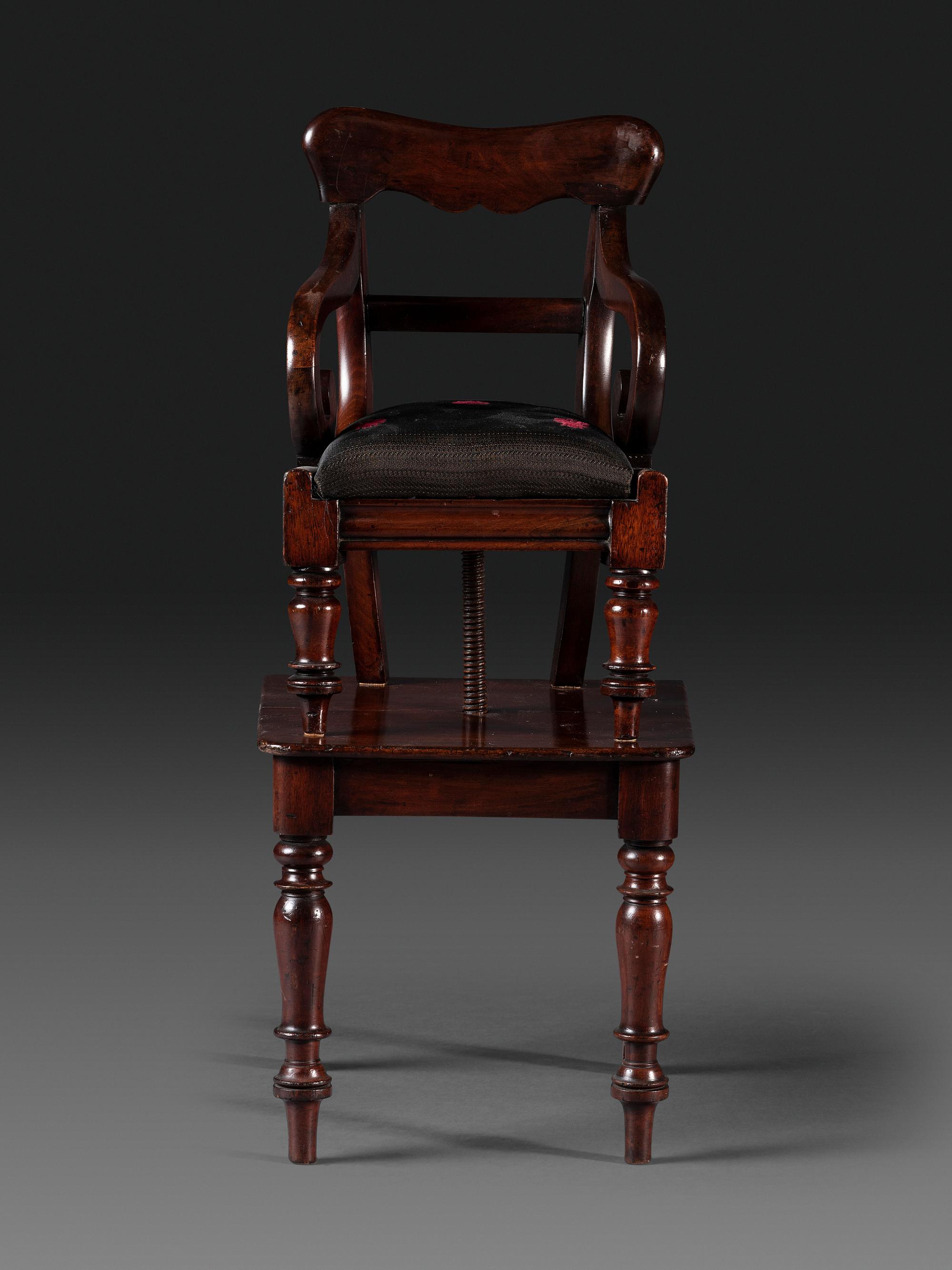 A Classical Carved Mahogany Child's Chair on Stand