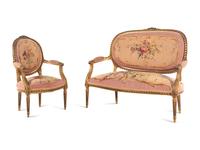 A Louis XVI Style Giltwood Parlor Suite