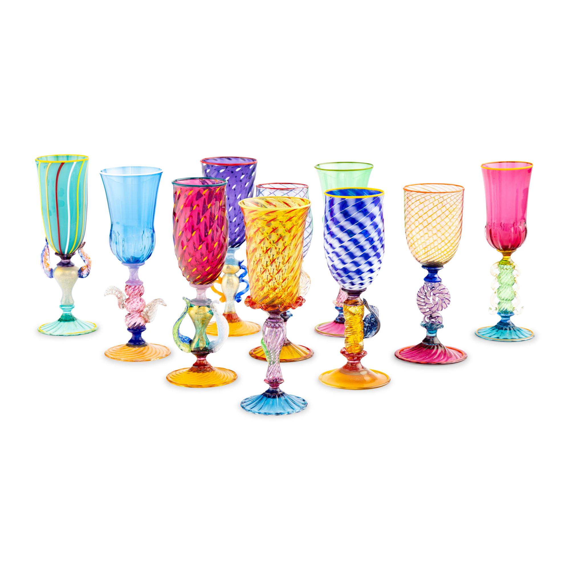 A Set of Ten Murano Glass Stems