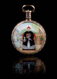 An Exceptional Gold and Polychrome Enamel Open Face Pocket Watch Made For the Chinese Market WILLIAM ILBERY, EARLY 19TH CENTURY, LONDON — WILLIAM ILBERY, EARLY 19TH CENTURY, LONDON, NO.6645