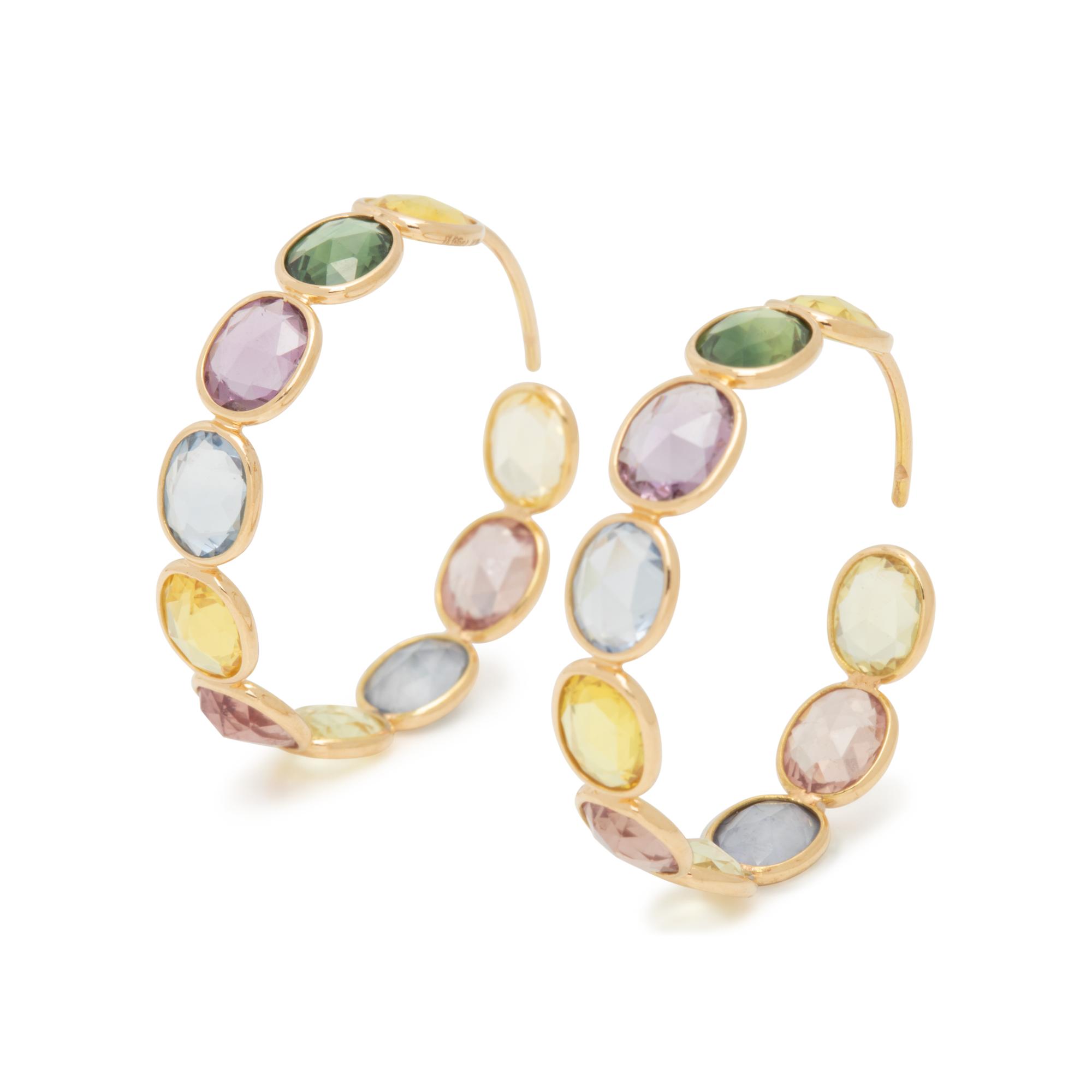 MULTICOLOR SAPPHIRE HOOP EARRINGS