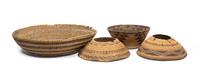 Two Pomo Grain Hopper Baskets Diameter of largest 39 inches.