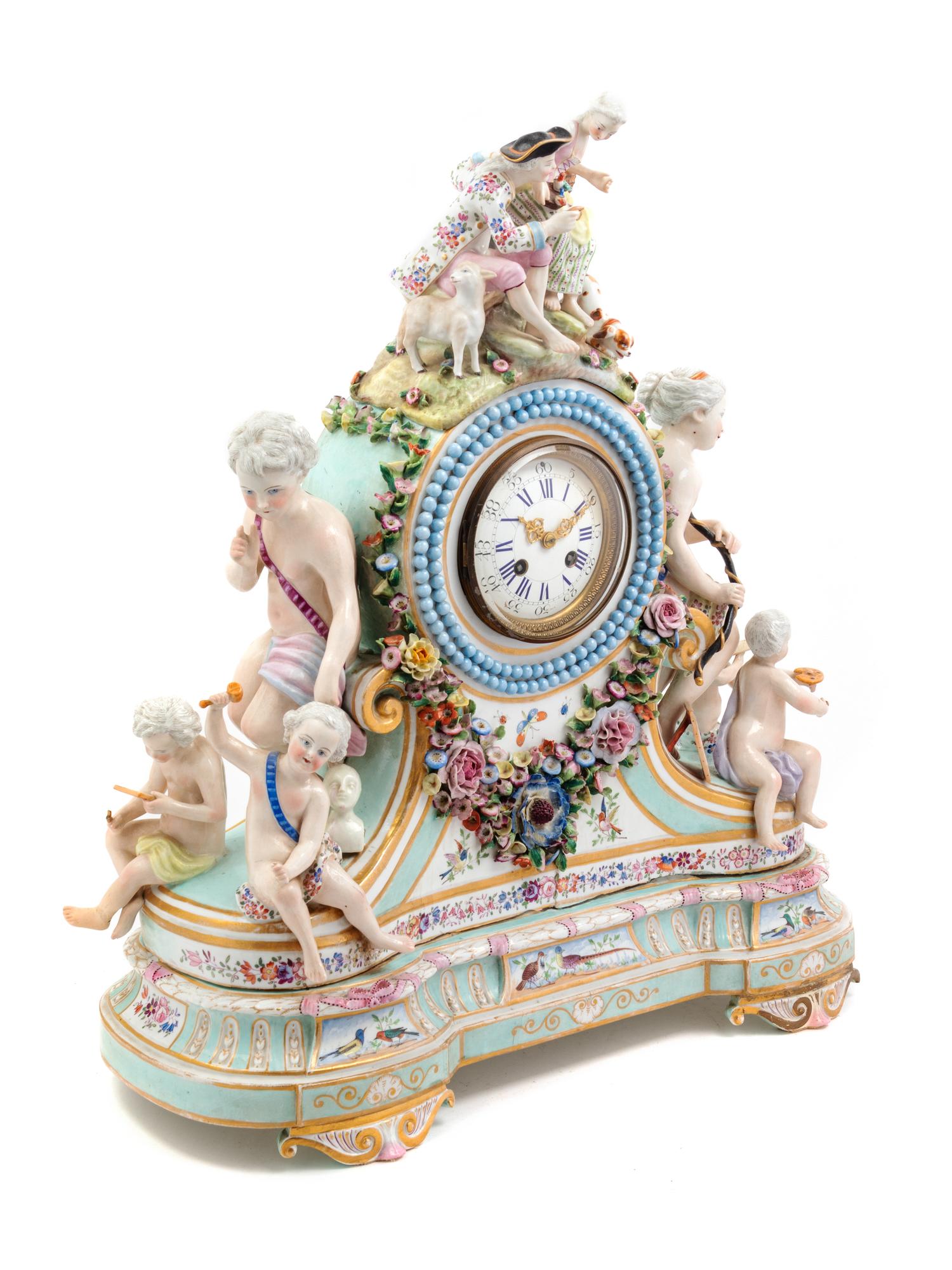 A German Porcelain Mantel Clock