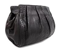 A Bottega Veneta Black Python Clutch, 8" H x 11.25" W x 1.5" D.