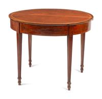 A Continental Mahogany Demilune Game Table