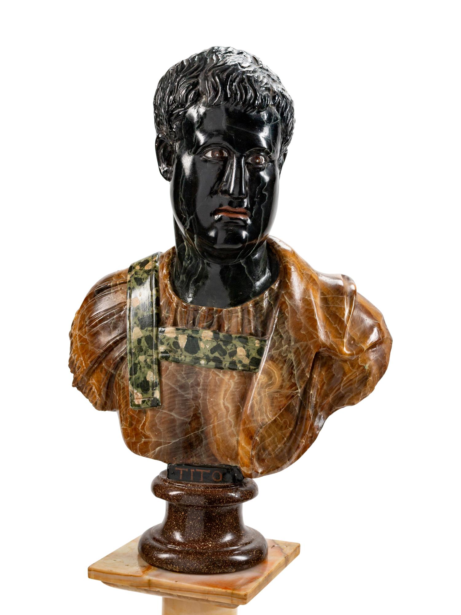 An Italian Scagliola Bust of an Emperor