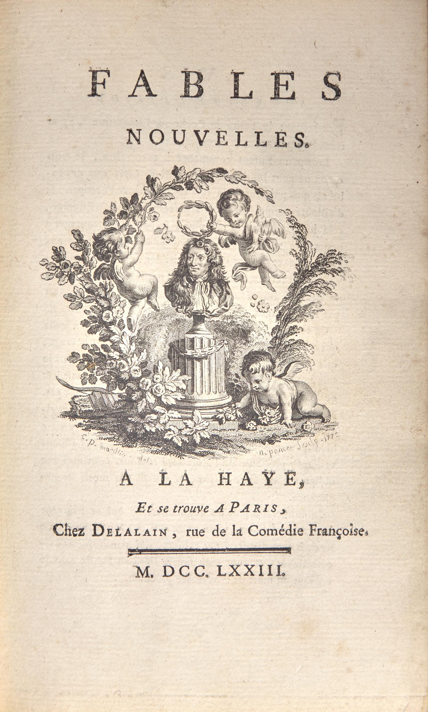 DORAT, Claude Joseph (1734-1780). Fables Nouvelles . Le Haye and Paris: Chez Delalain, 1773.
