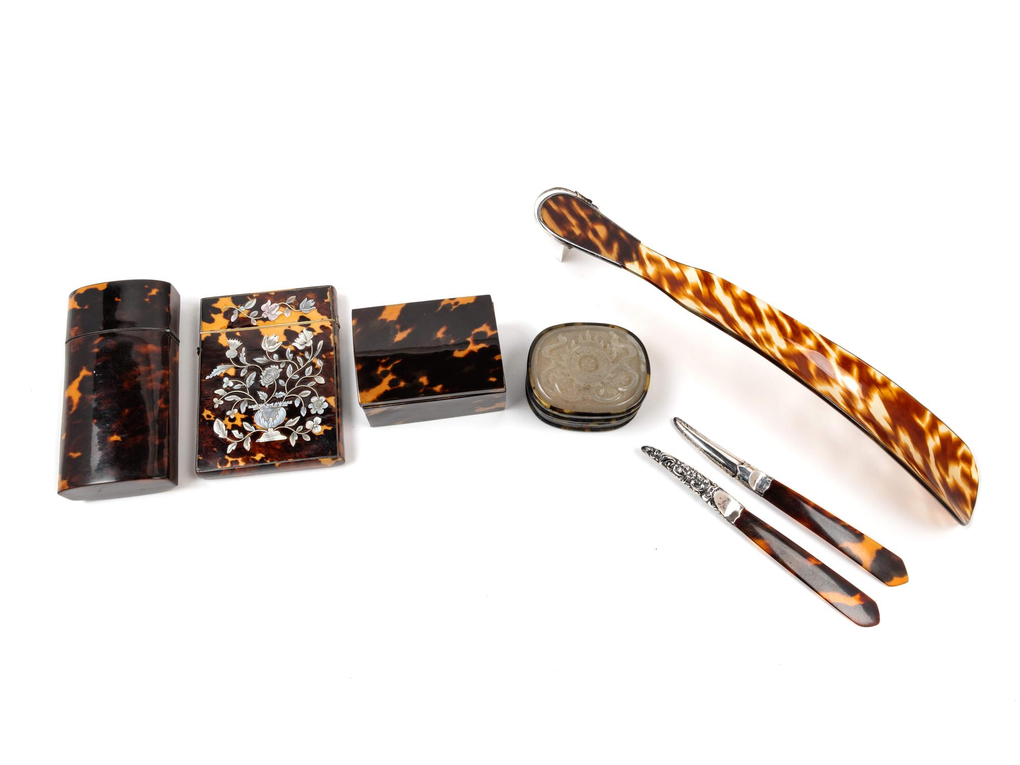Seven Victorian Tortoise Shell Articles