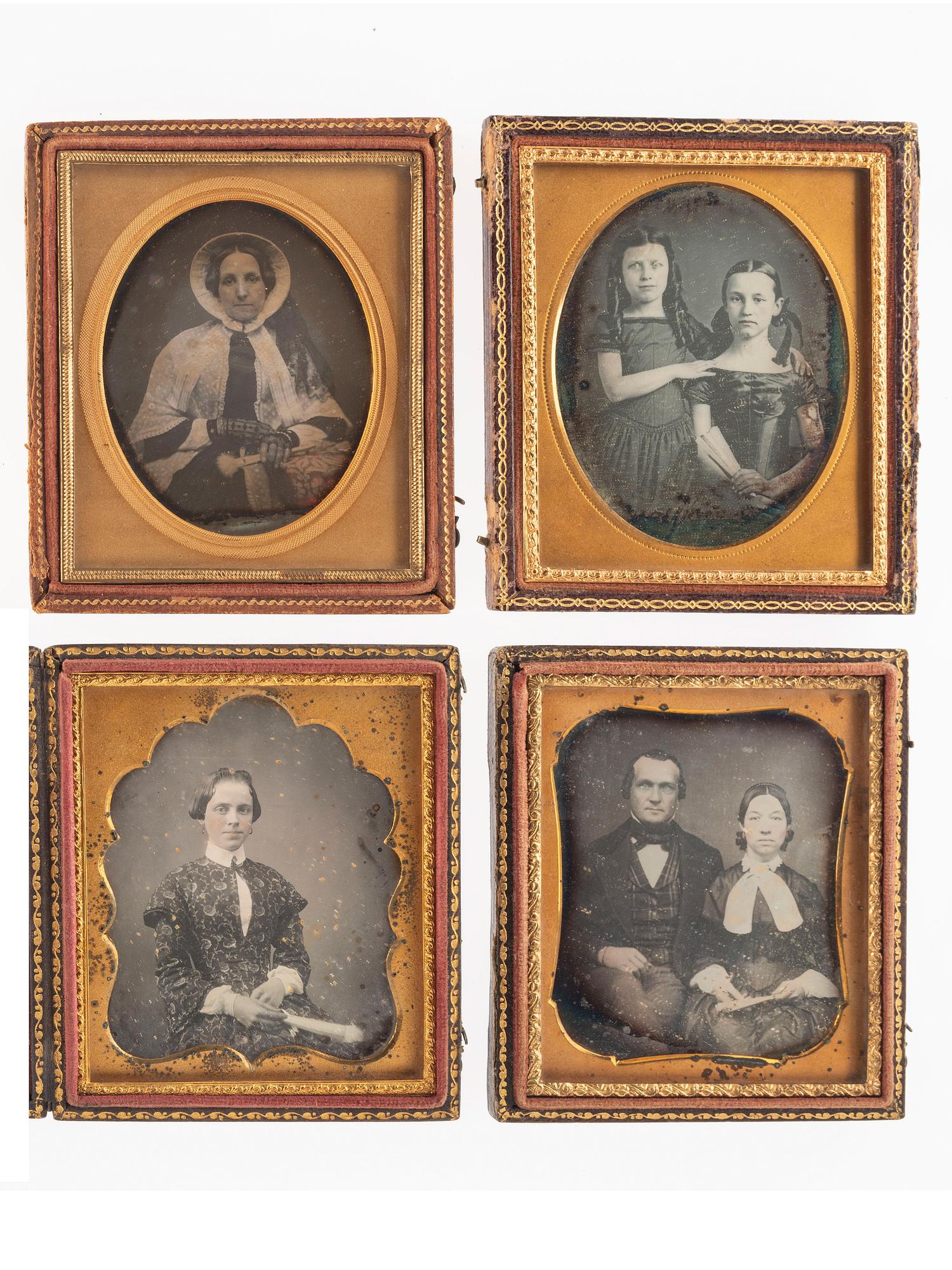 [EARLY PHOTOGRAPHY]. A group of 13 cased images featuring sitters holding fans, including:
