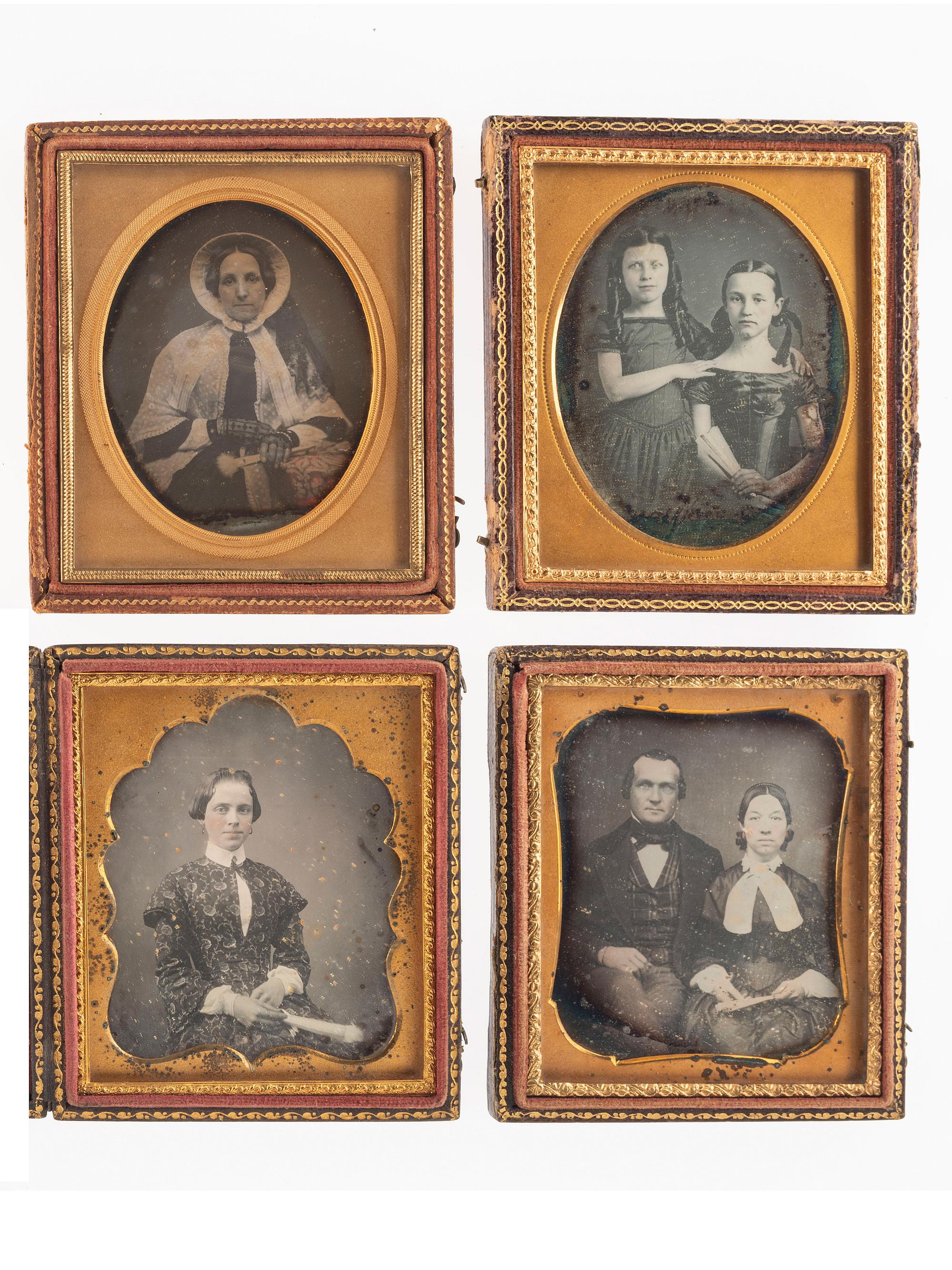 [EARLY PHOTOGRAPHY]. A group of 13 cased images featuring sitters holding fans, including: