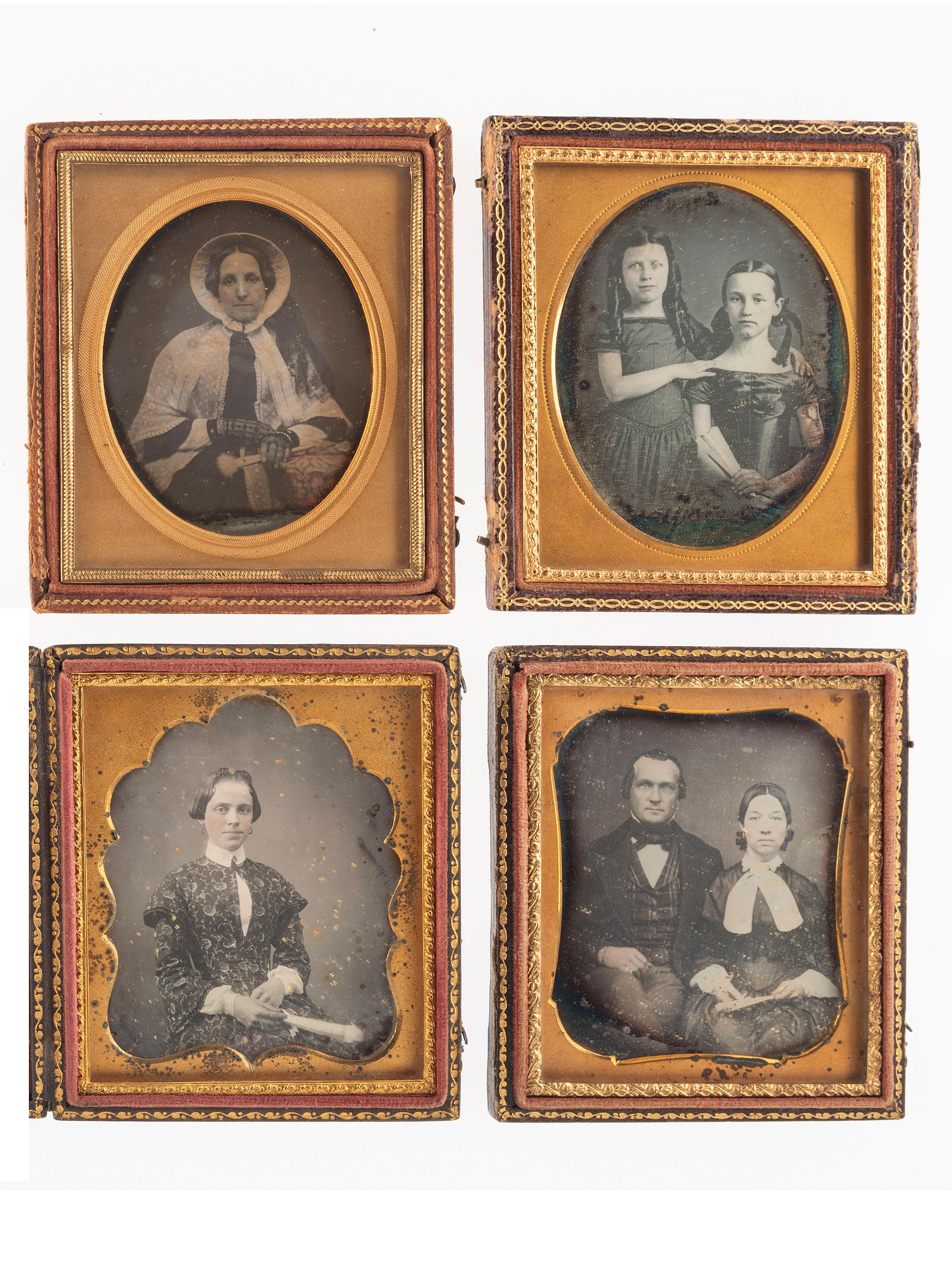 [EARLY PHOTOGRAPHY]. A group of 13 cased images featuring sitters holding fans, including:
