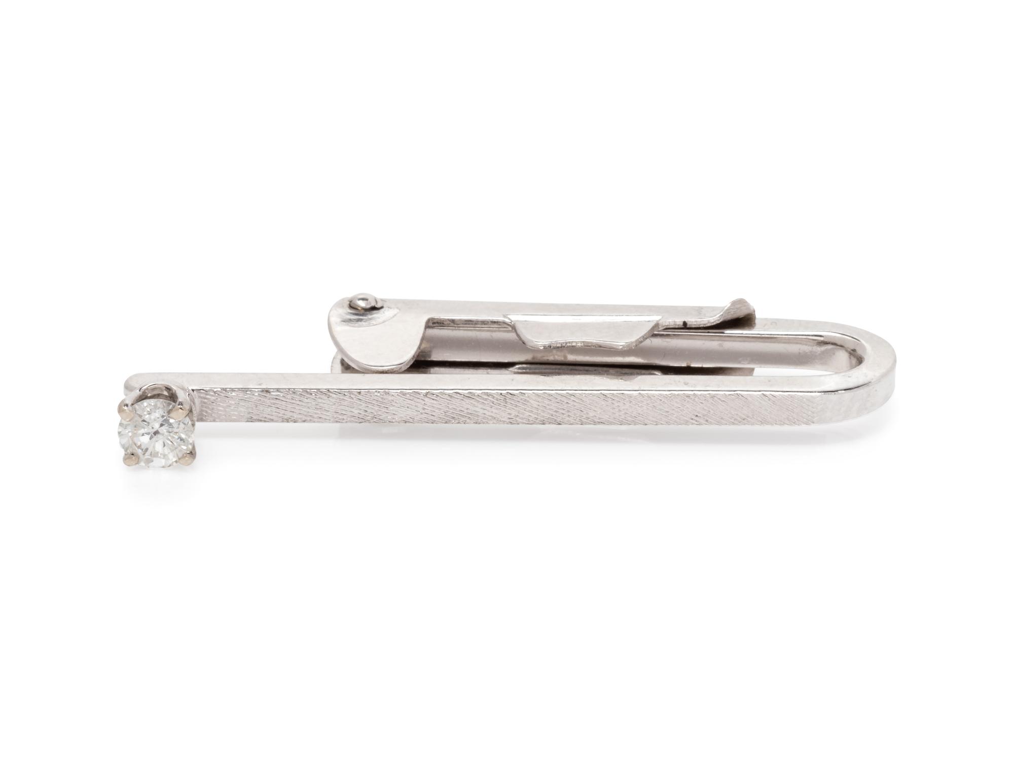 A 14 Karat White Gold and Diamond Tie Bar,