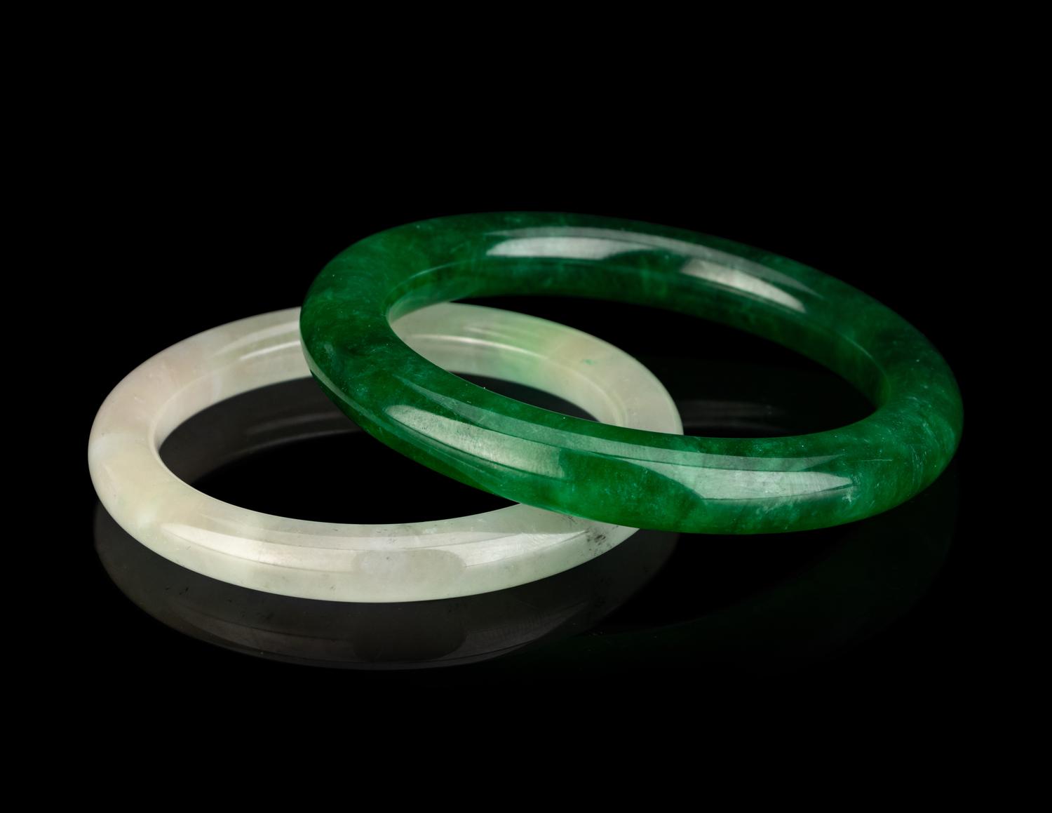Two Chinese Hardstone Bracelets