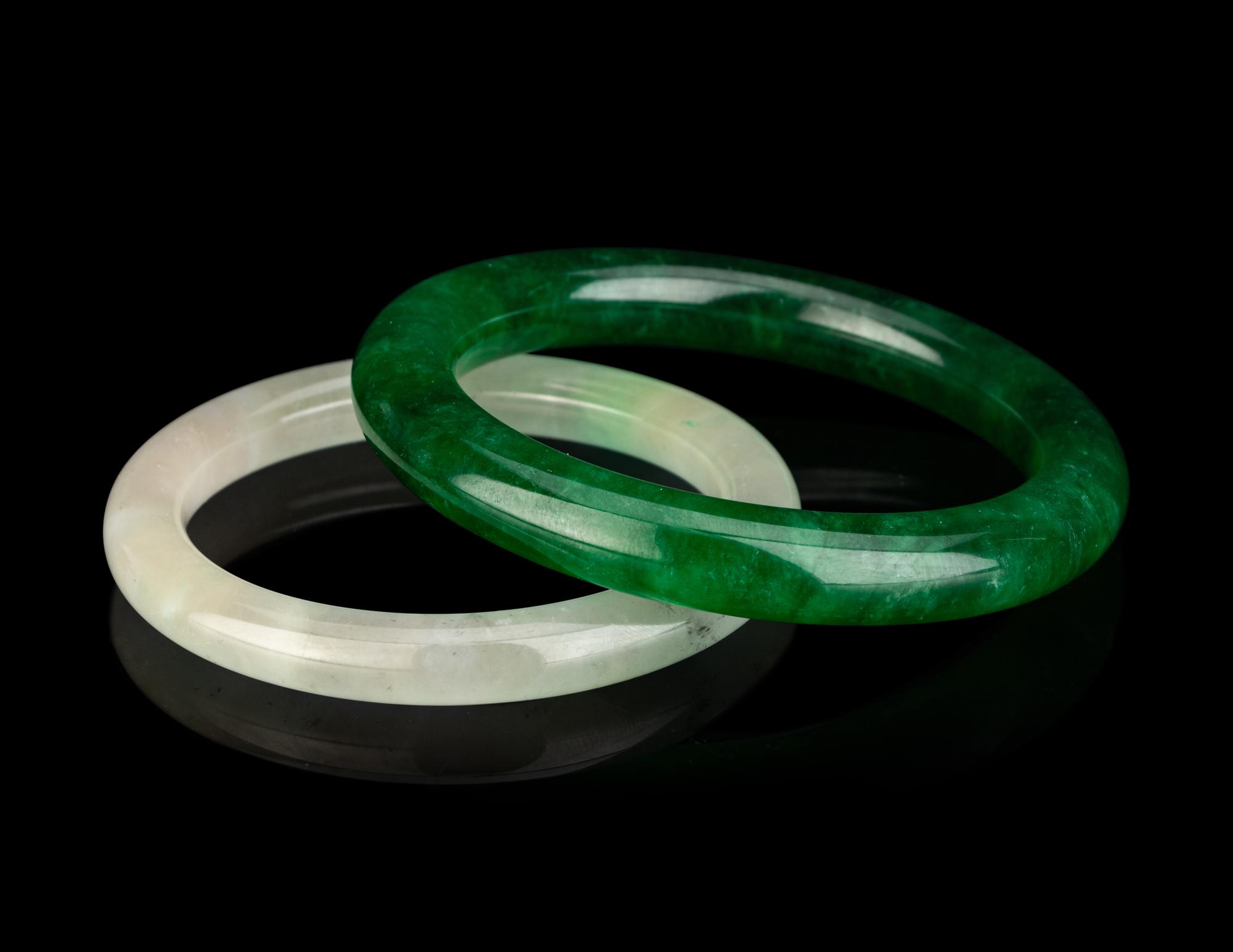Two Chinese Hardstone Bracelets