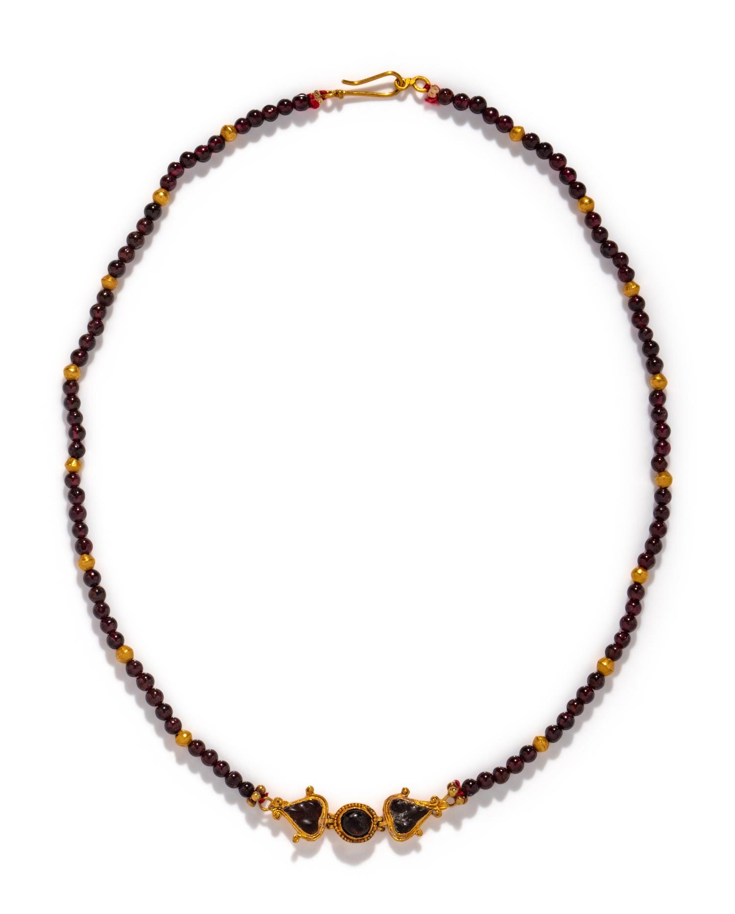 A Roman Garnet and Gold Bead Necklace