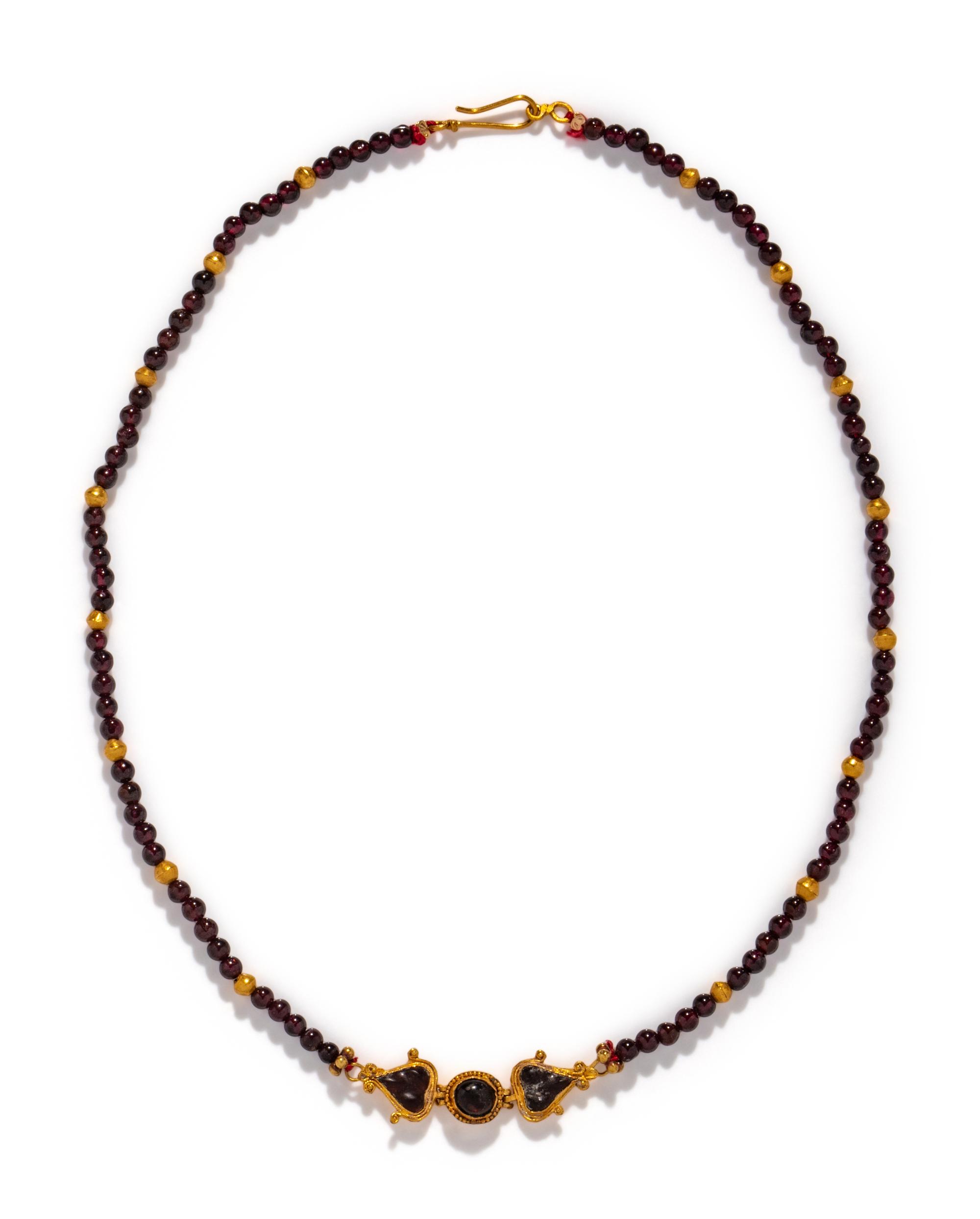 A Roman Garnet and Gold Bead Necklace