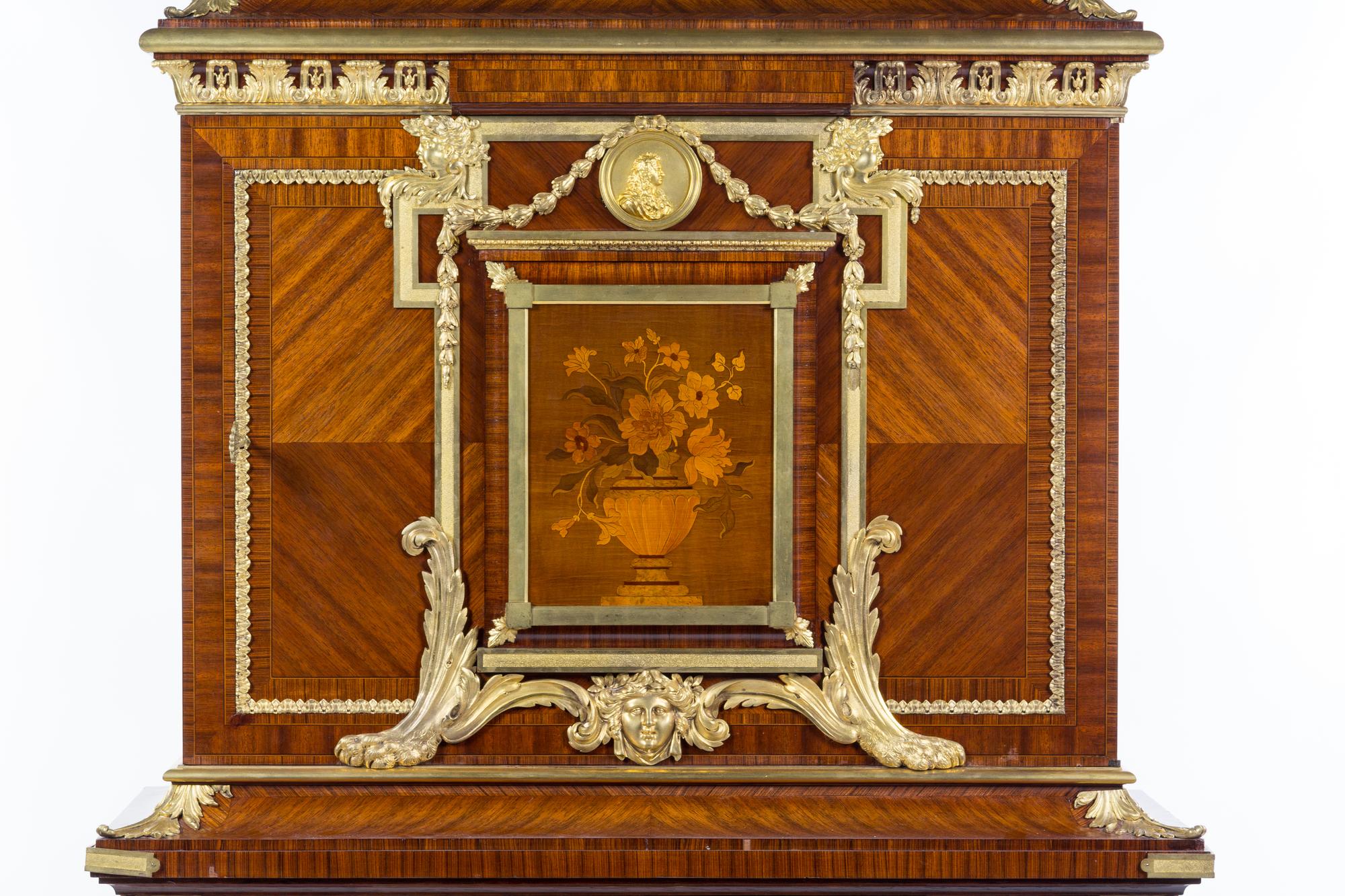 A Louis XVI Style Gilt Bronze Mounted Kingwood and Marquetry Cabinet by François Linke (1855-1946)