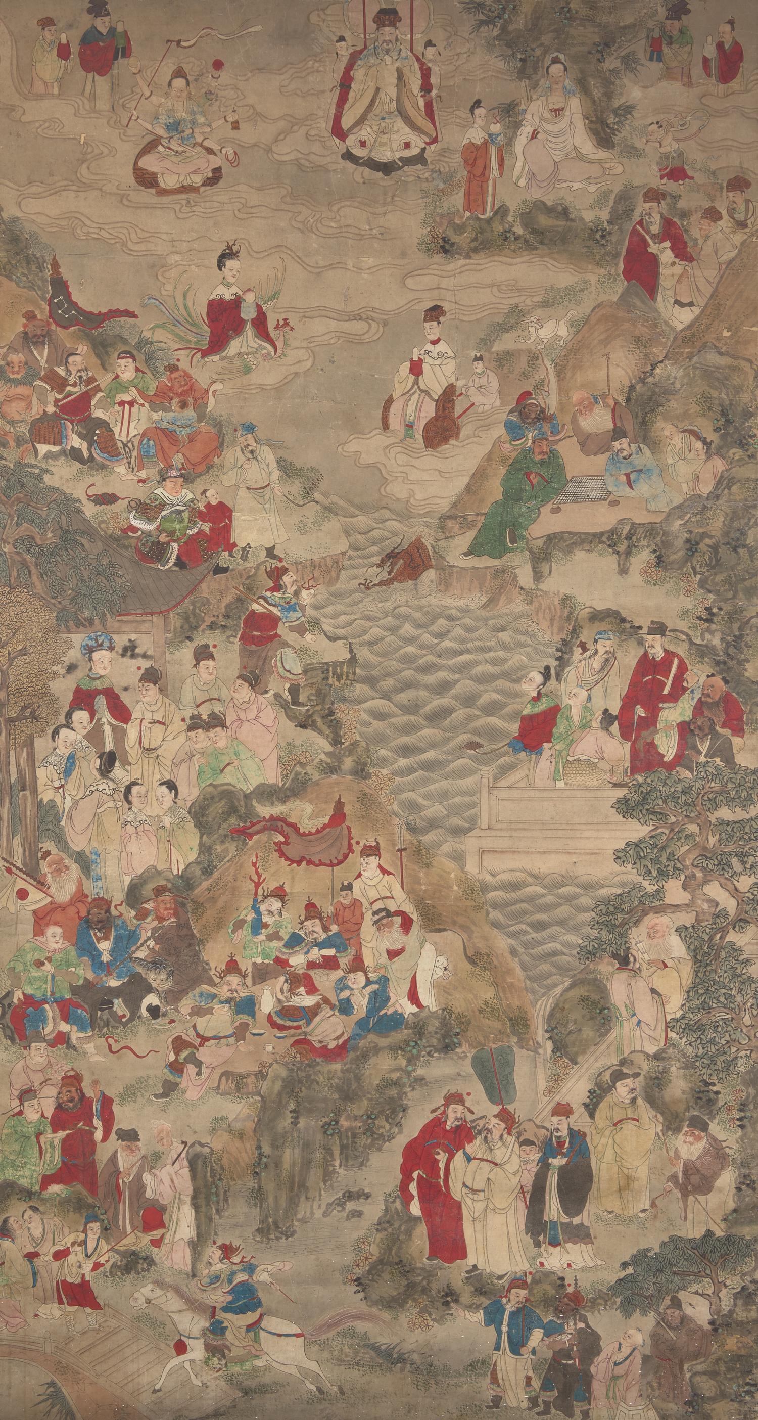 A Chinese 'Immortals' Painting, 19th Century 清 紙本設色神仙像