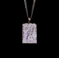 A Chinese Lavender Jadeite and Silver Necklace