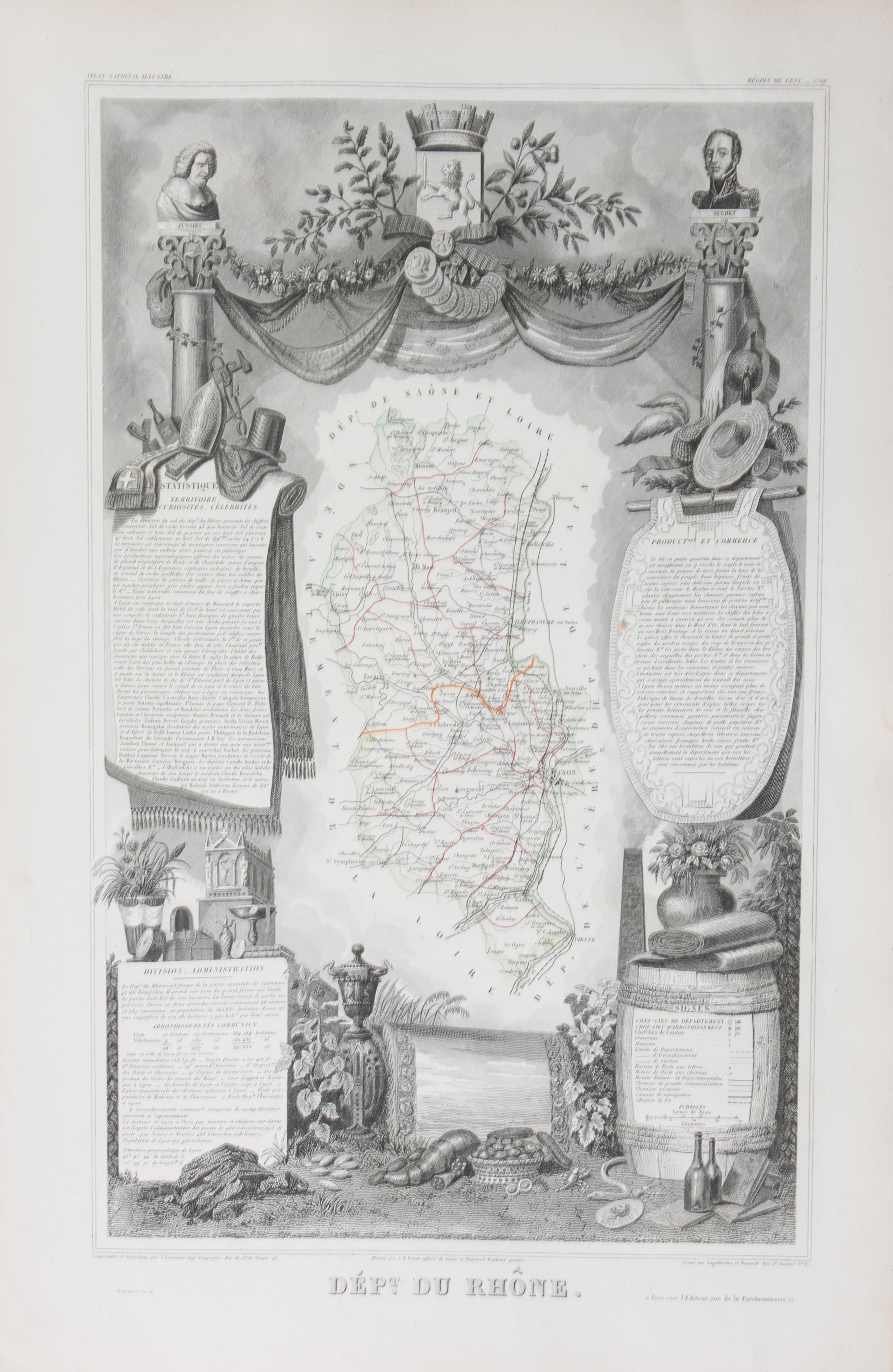 A Collection of Twelve French Engravings, 19TH CENTURY, comprising maps of wine-producing regions from Atlas National Illustre, unframe