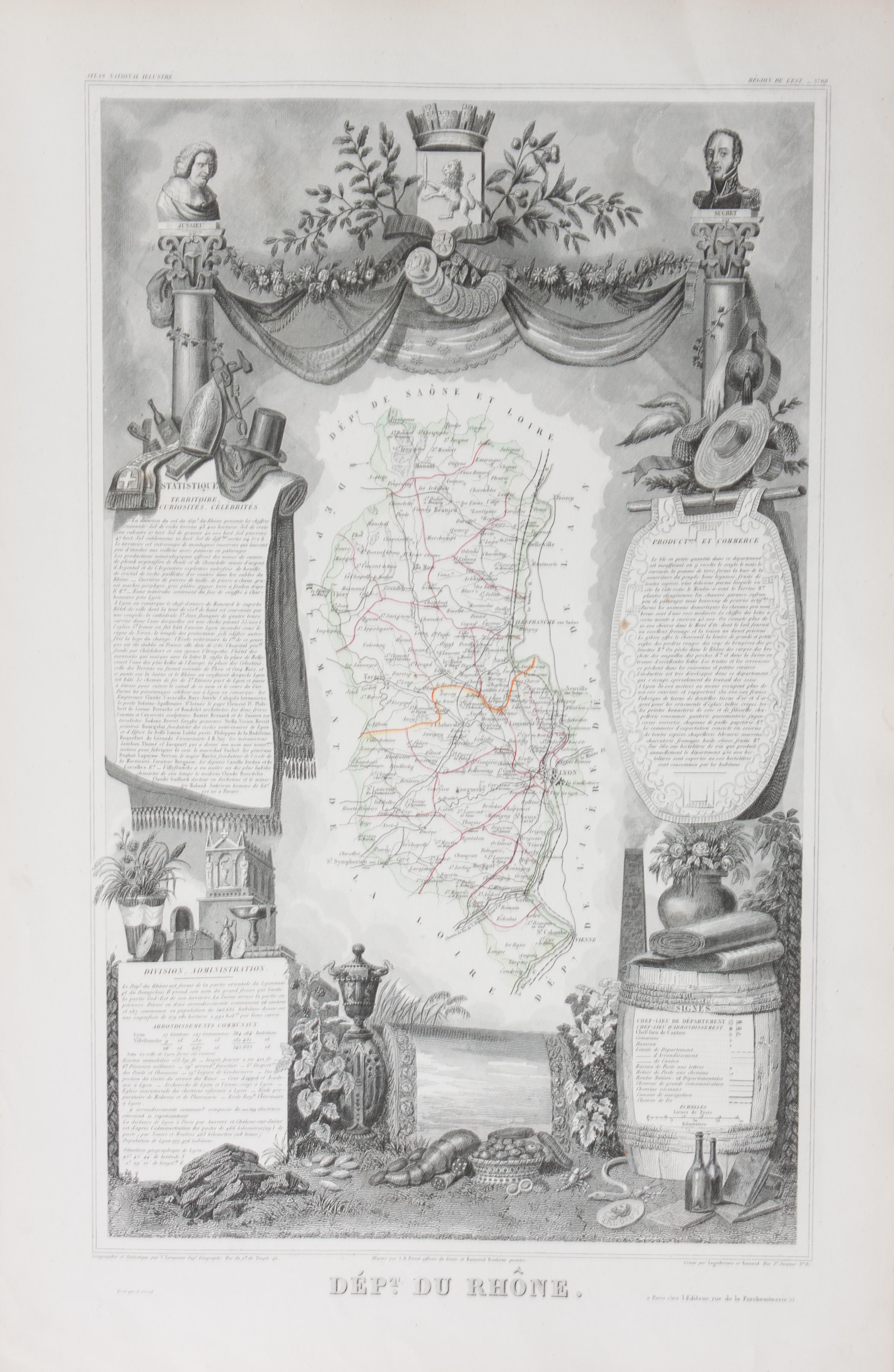 A Collection of Twelve French Engravings, 19TH CENTURY, comprising maps of wine-producing regions from Atlas National Illustre, unframe