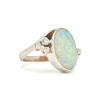 COLLECTION OF WHITE GOLD, DIAMOND, AND OPAL JEWELRY