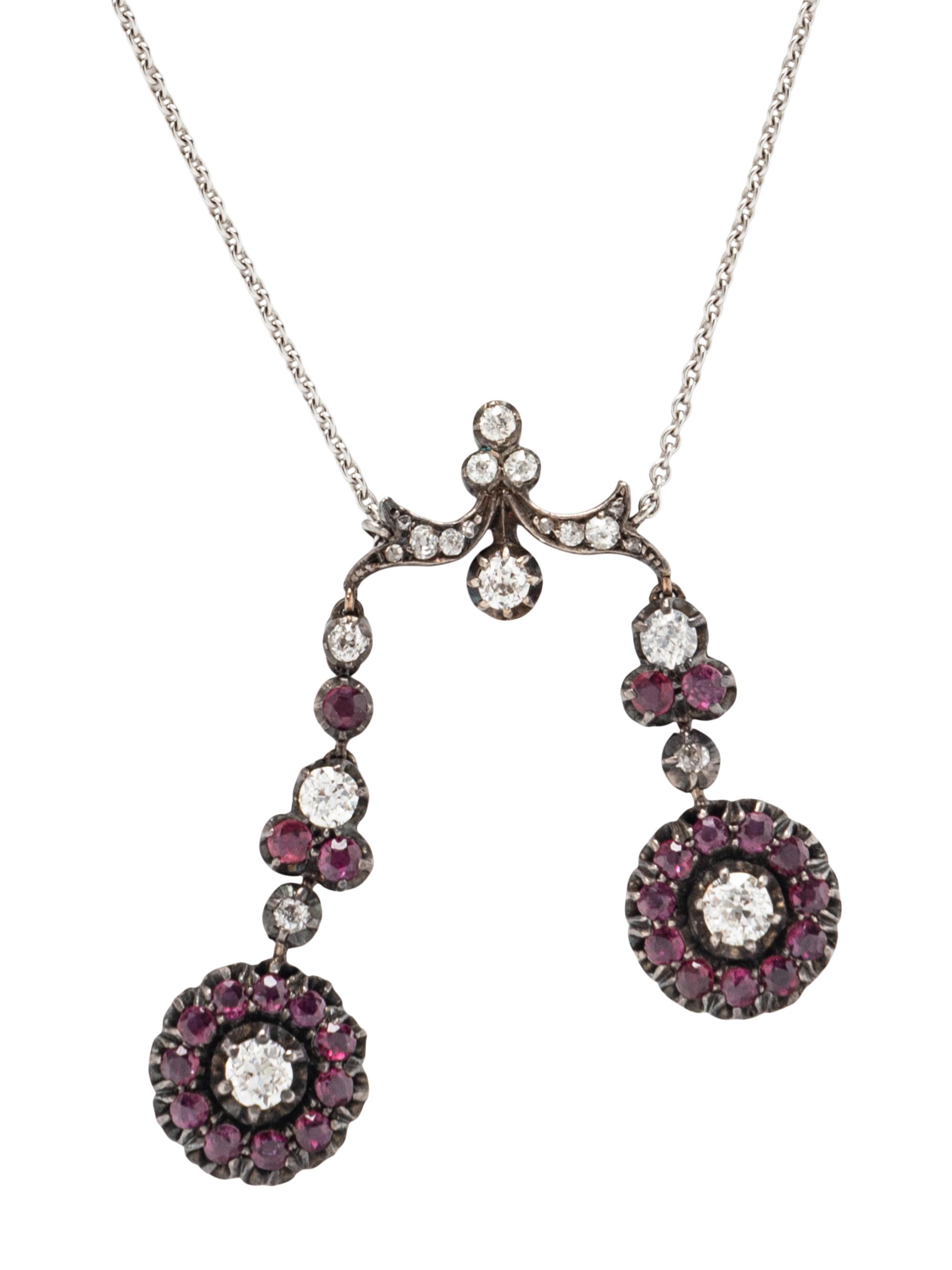 EDWARDIAN, RUBY AND DIAMOND LAVALIER