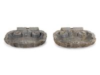 A Pair of Italian Baroque Grey Marble Shell-Form Wall Mounted Basins