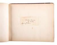[CIVIL WAR]. Autograph book identified to Lucritia Taft Flagg, featuring signatures of assorted 19th-century figures including D.L. MOODY, Lewis CASS, Charles SUMNER, William H. SEWARD, and others.