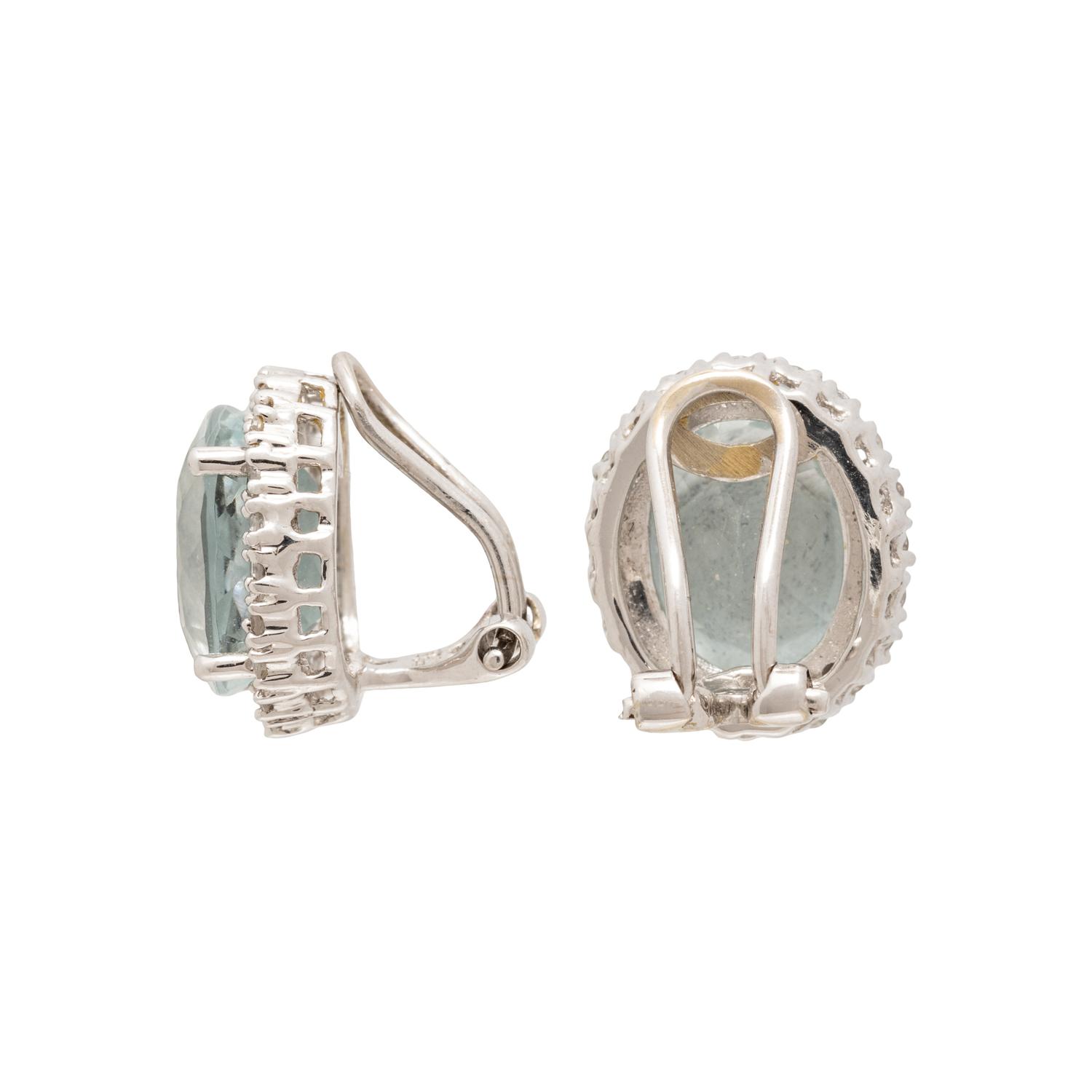 WHITE GOLD, GOSHENITE BERYL, AND DIAMOND RING AND CLIP EARRINGS
